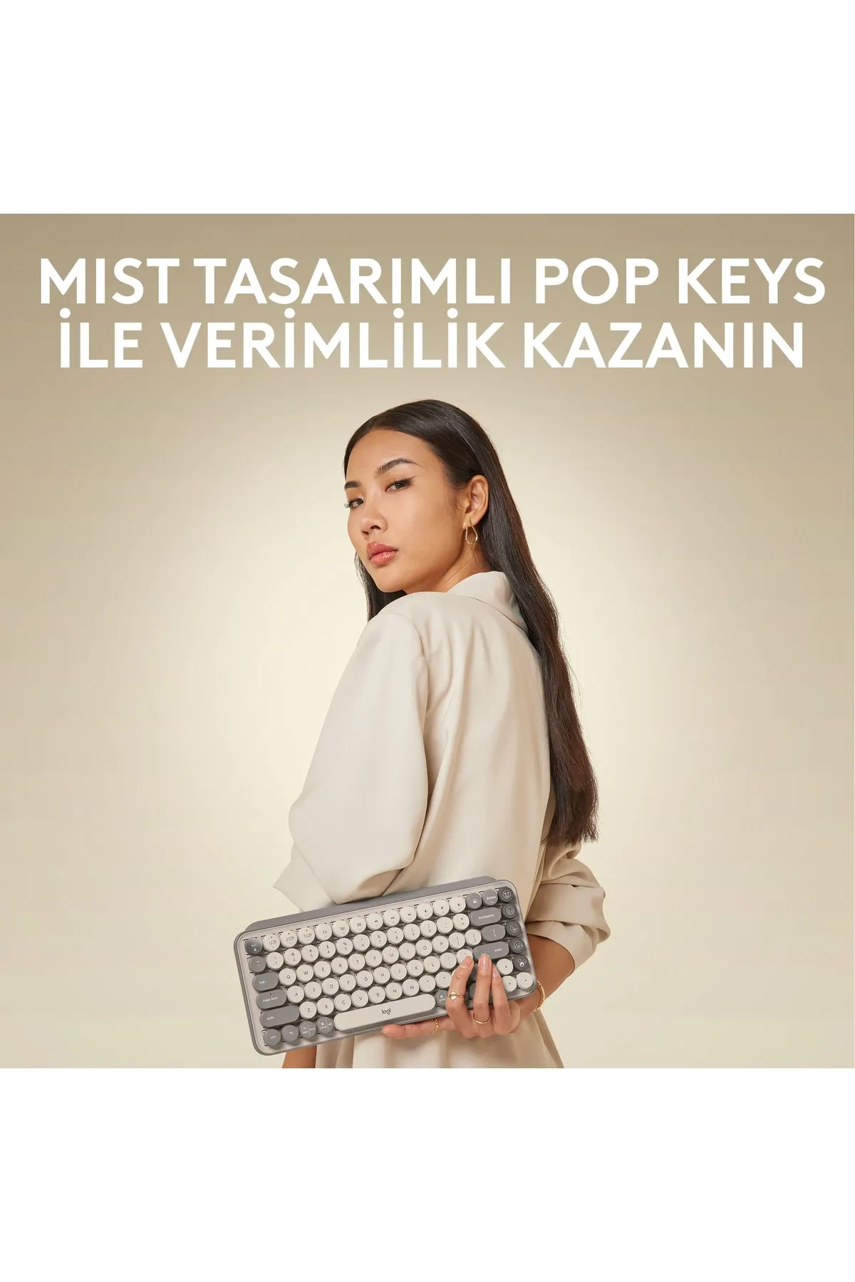 Logitech Pop Keys 920-011526 Türkçe Q Bej Kablosuz Klavye - KL-322