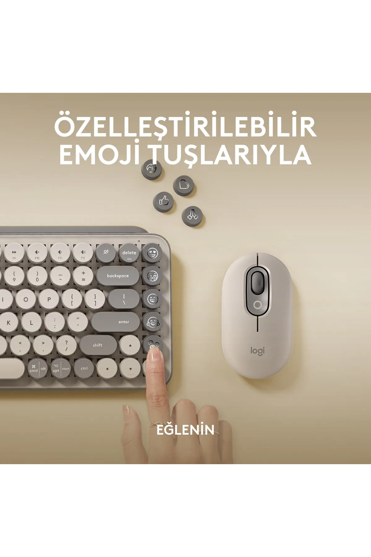 Logitech Pop Keys 920-011526 Türkçe Q Bej Kablosuz Klavye - KL-322