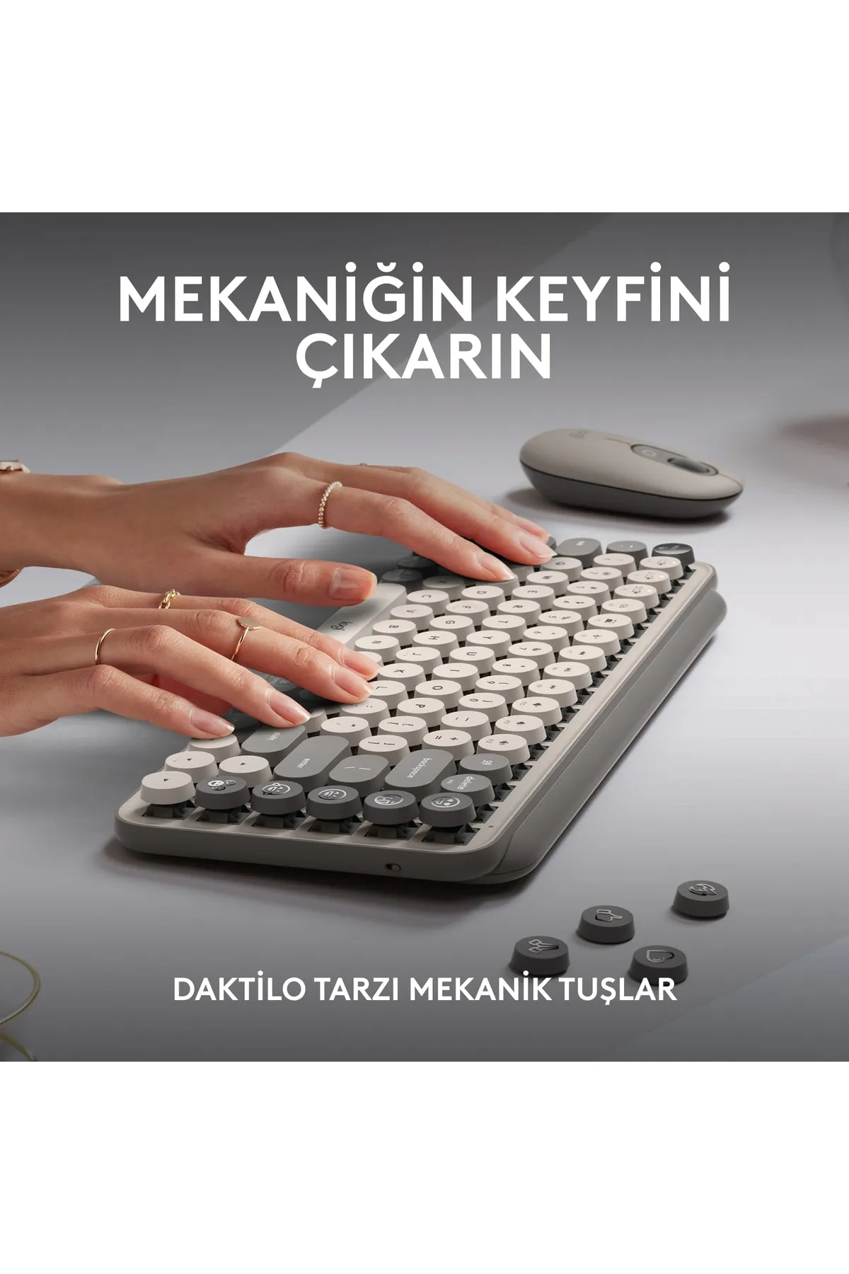 Logitech Pop Keys 920-011526 Türkçe Q Bej Kablosuz Klavye - KL-322