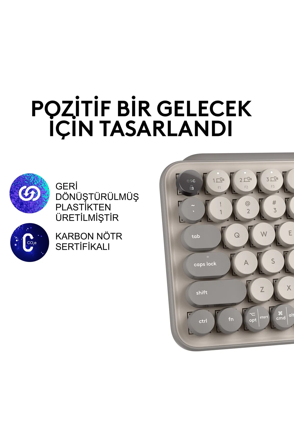 Logitech Pop Keys 920-011526 Türkçe Q Bej Kablosuz Klavye - KL-322