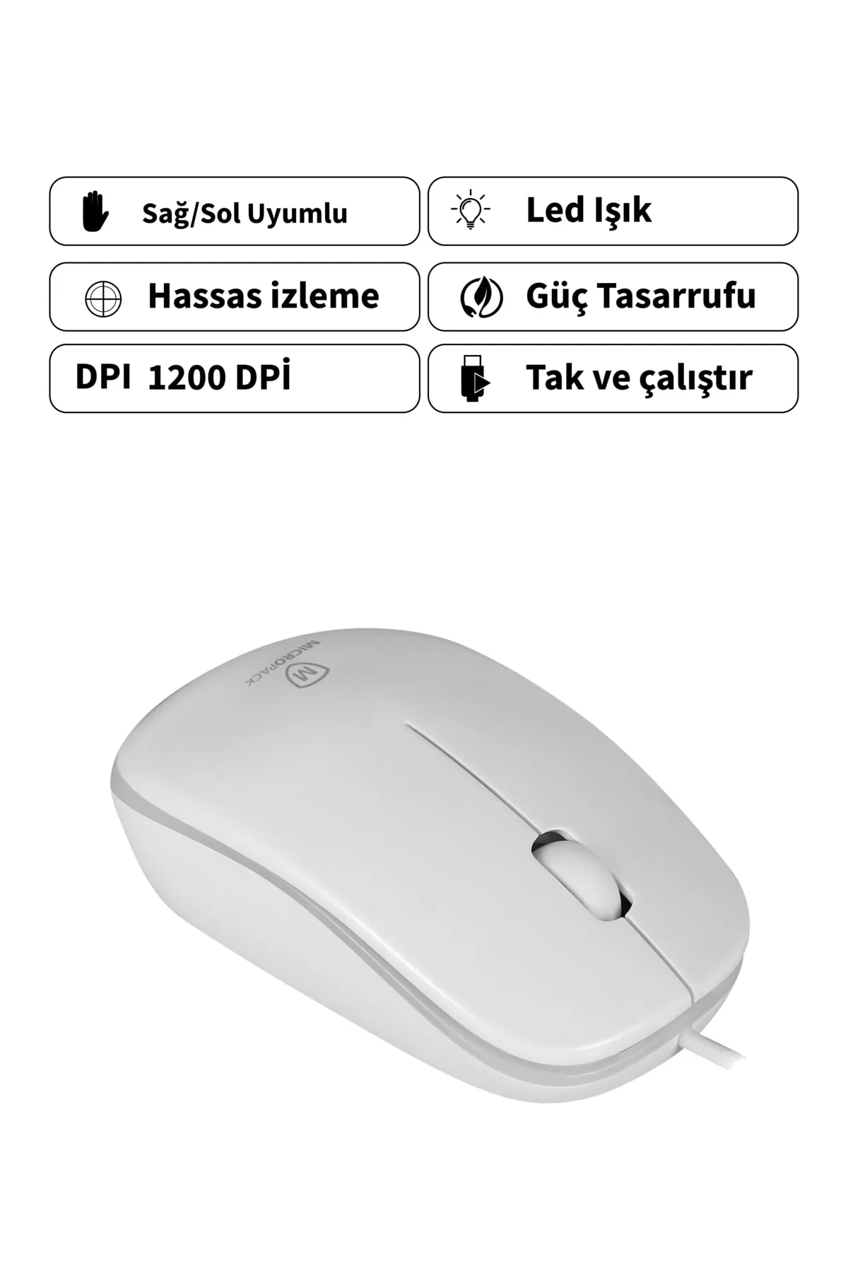 Micropack Portatif Hassas Izleme Özellikli 3 Tuşlu 1200 Dpı Hız Mp-216 Kablolu Mouse