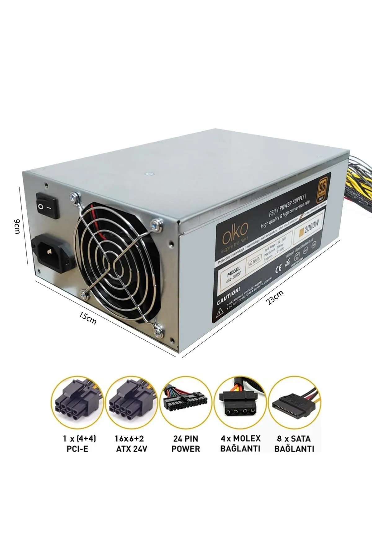 Olko Power Supply 2000w 96 Plus Çoklu 2 Fanlı Mining Için Sp-2000