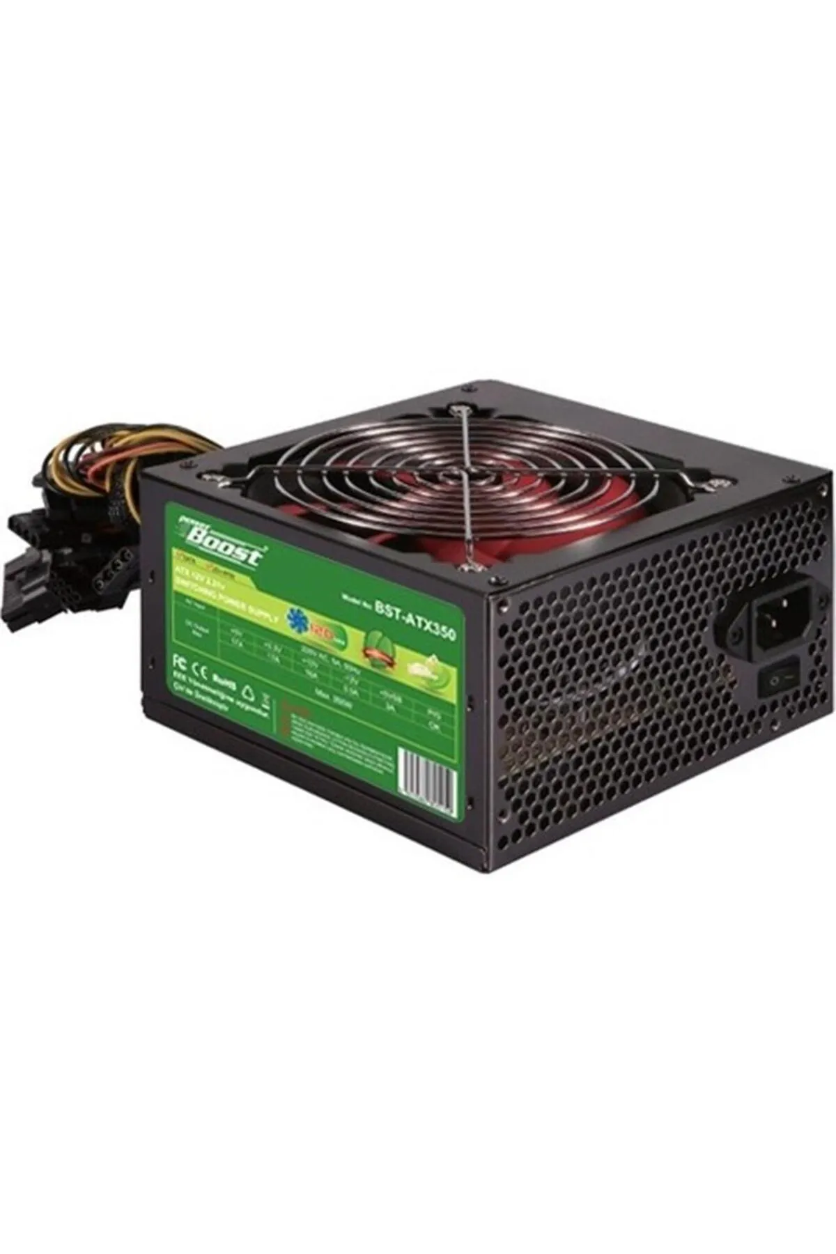 Genel Markalar Powerboost Bst-Atx350R 350W, Ppfc 12Cm Kırmızı Fanlı Atx Psu (Retail Box)