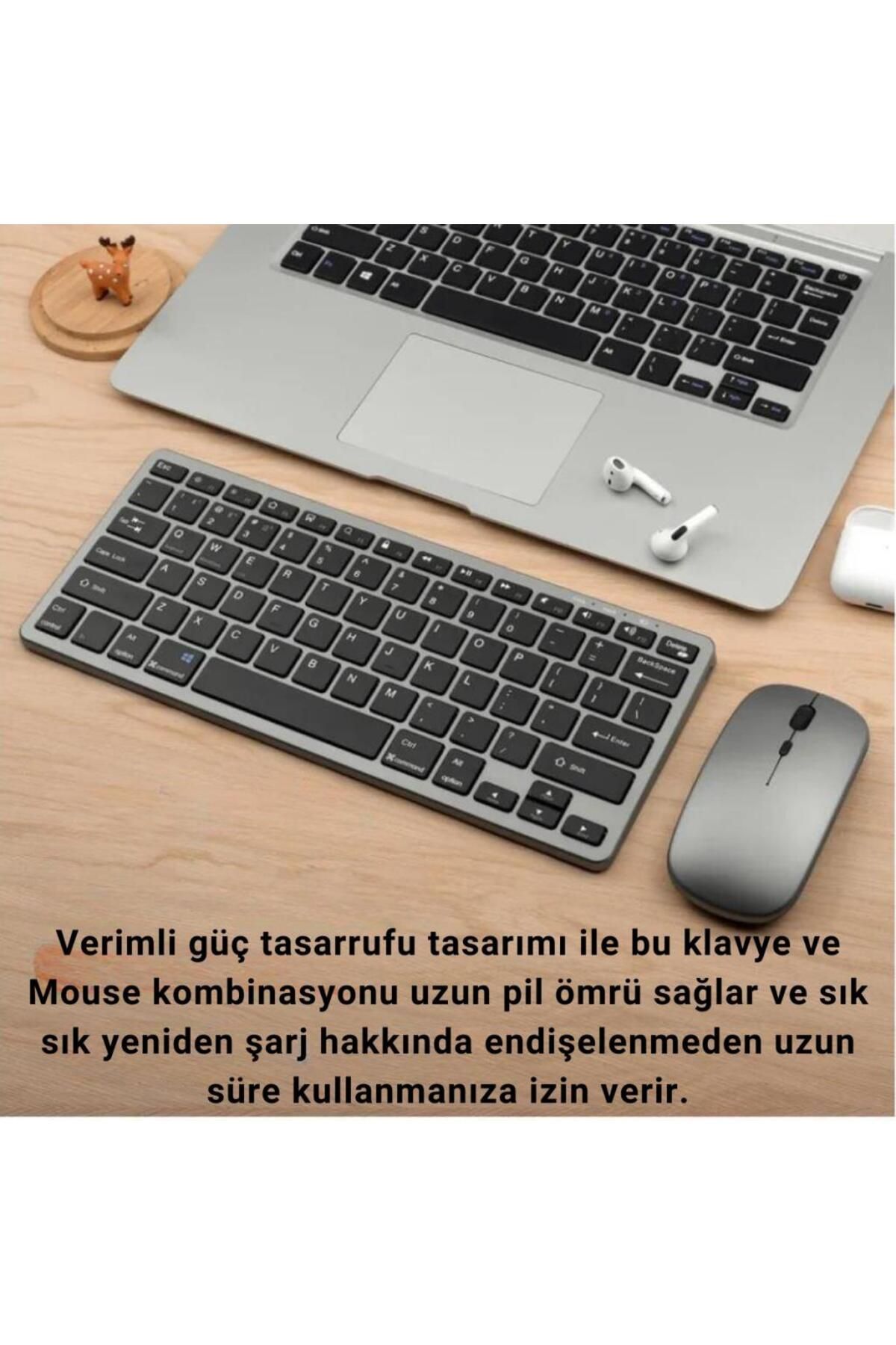 coofbe Premium 2.4g Kablosuz Bluetooth Klavye Mouse Seti Şarj Edilebilir Telefon Tablet Laptop Klavy