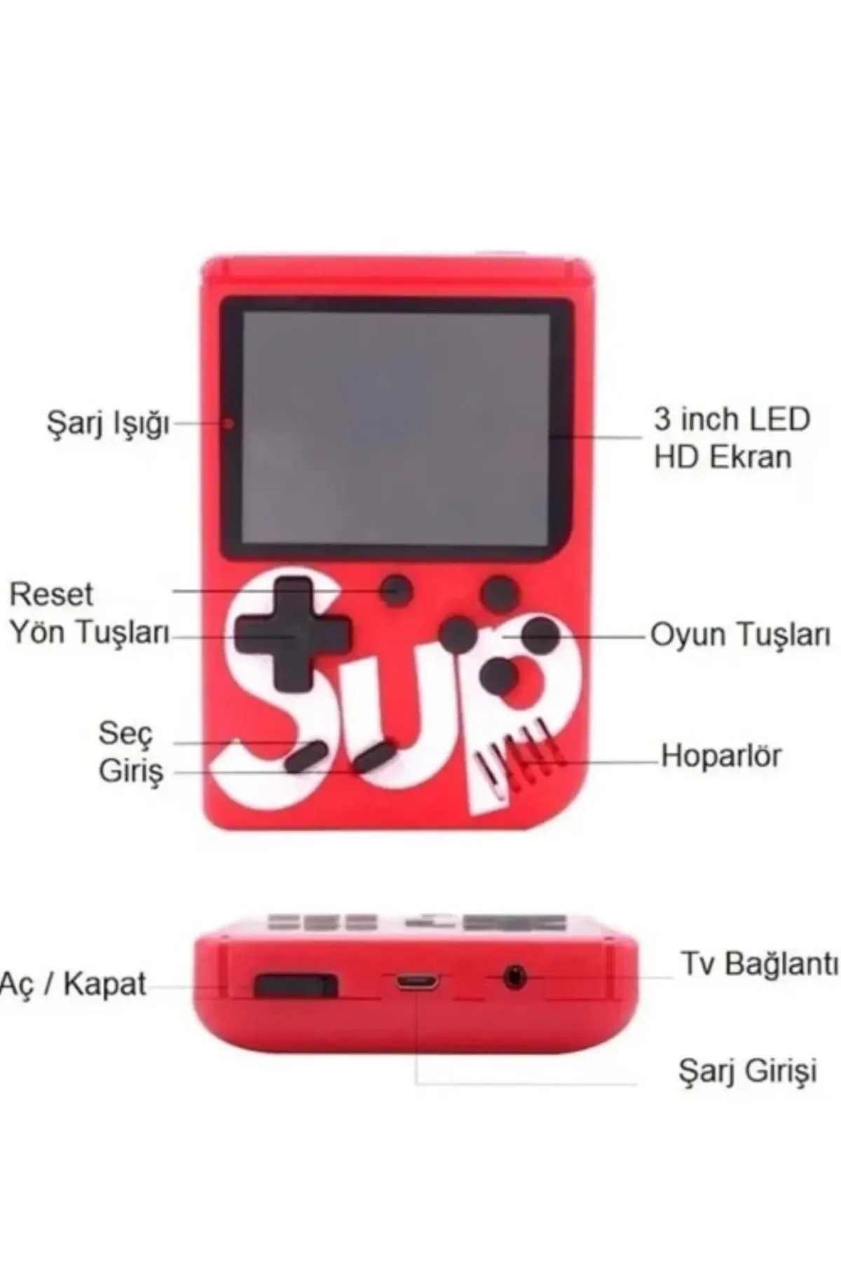 Laraheiser Premium Gamepad Taşınabilir 400 Oyunlu Mini Atari Oyun Konsolu DTI