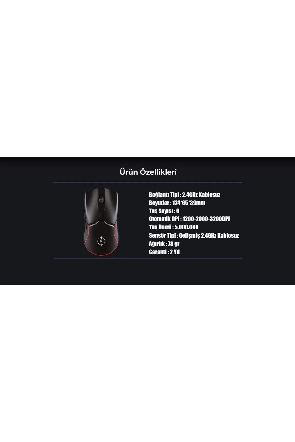 North Prestige Kablosuz Wireless Gaming Oyuncu Mouse