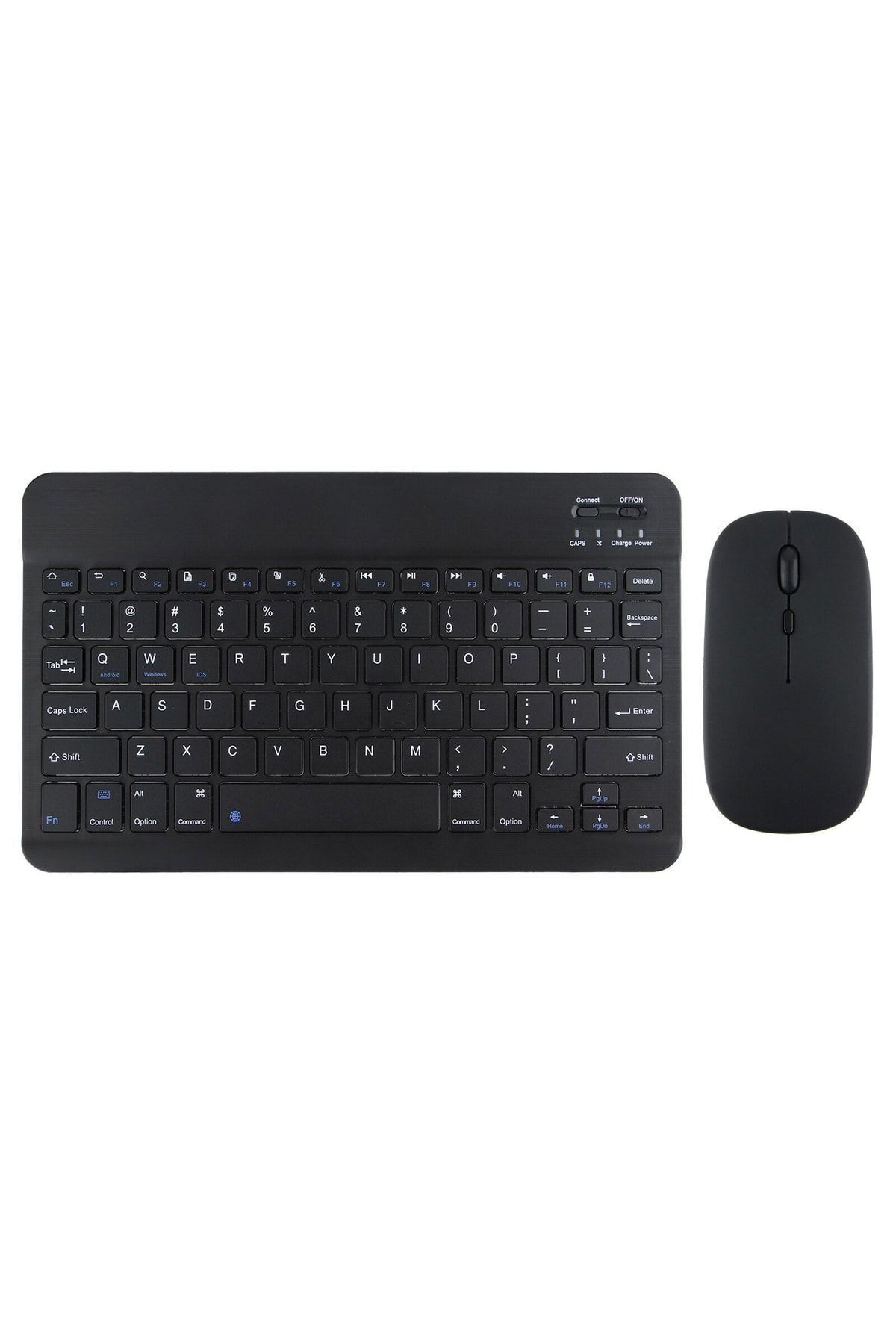 TURKTABLET Prestigio Grace 4891 Tablet Uyumlu Mini Slim Şarjlı Bluetooth Klavye ve Mouse Seti Siyah
