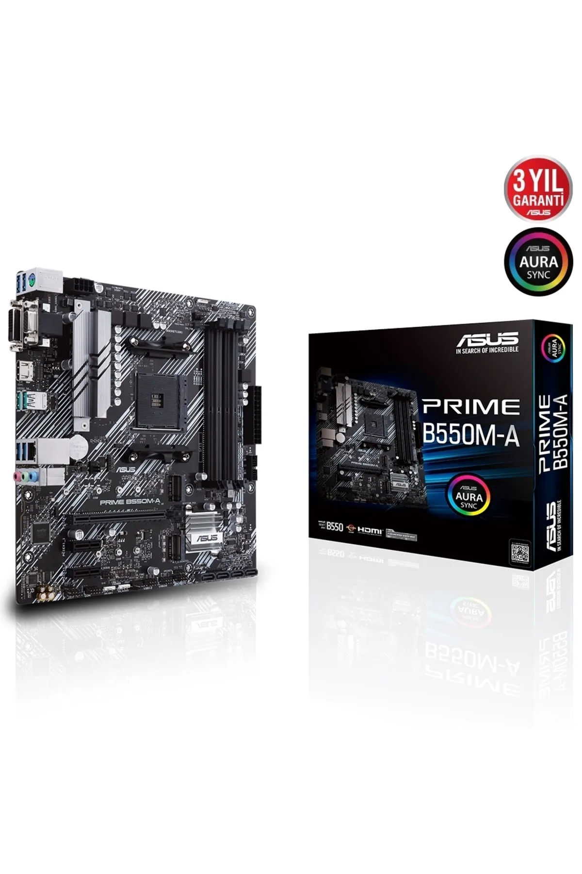 Asus Prime B550m-a Amd B550 Am4 Ddr4 4400 Hdmı Dvı Vga Çift M2 Usb3.2 Argb Matx Pcıe 4.0 Ecc Ram Des