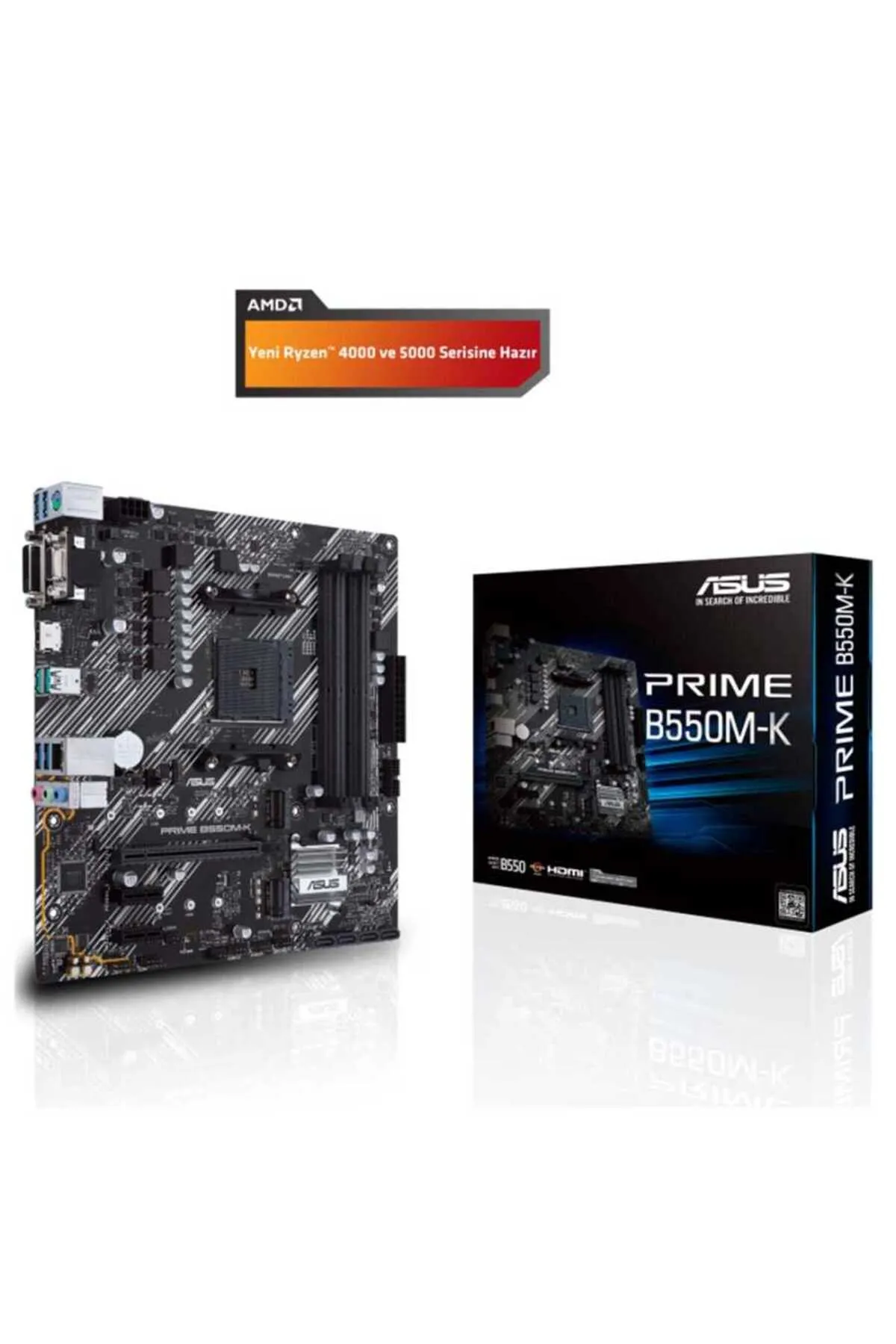 Asus PRIME B550M-K Sata,M2 Ddr4 4440MHz Usb 3.2 Hdmi Vga Dvi Ses G.Lan AM4 mATX Anakart