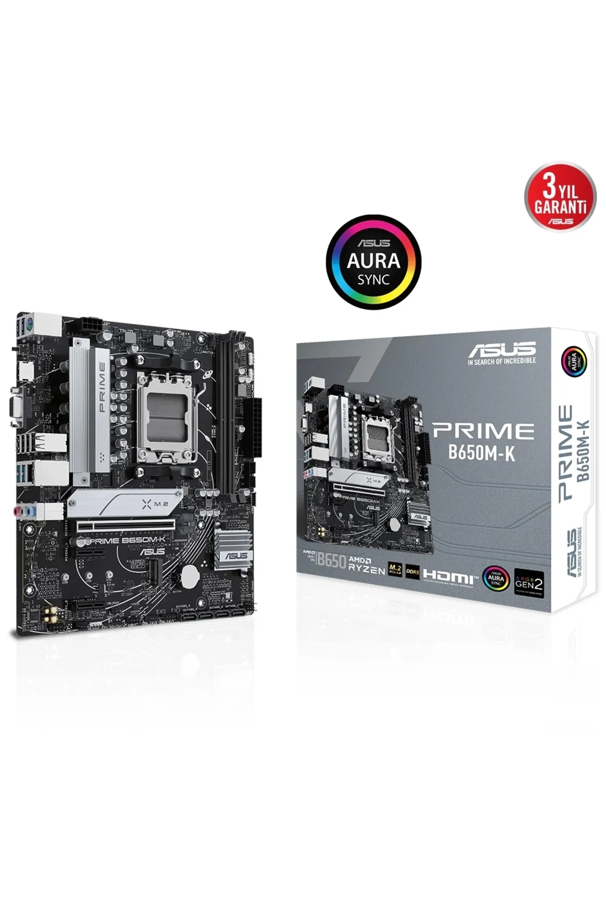 Asus Prime B650M-K AMD B650 AM5 Soket DDR5 6400MHz Micro-ATX Anakart