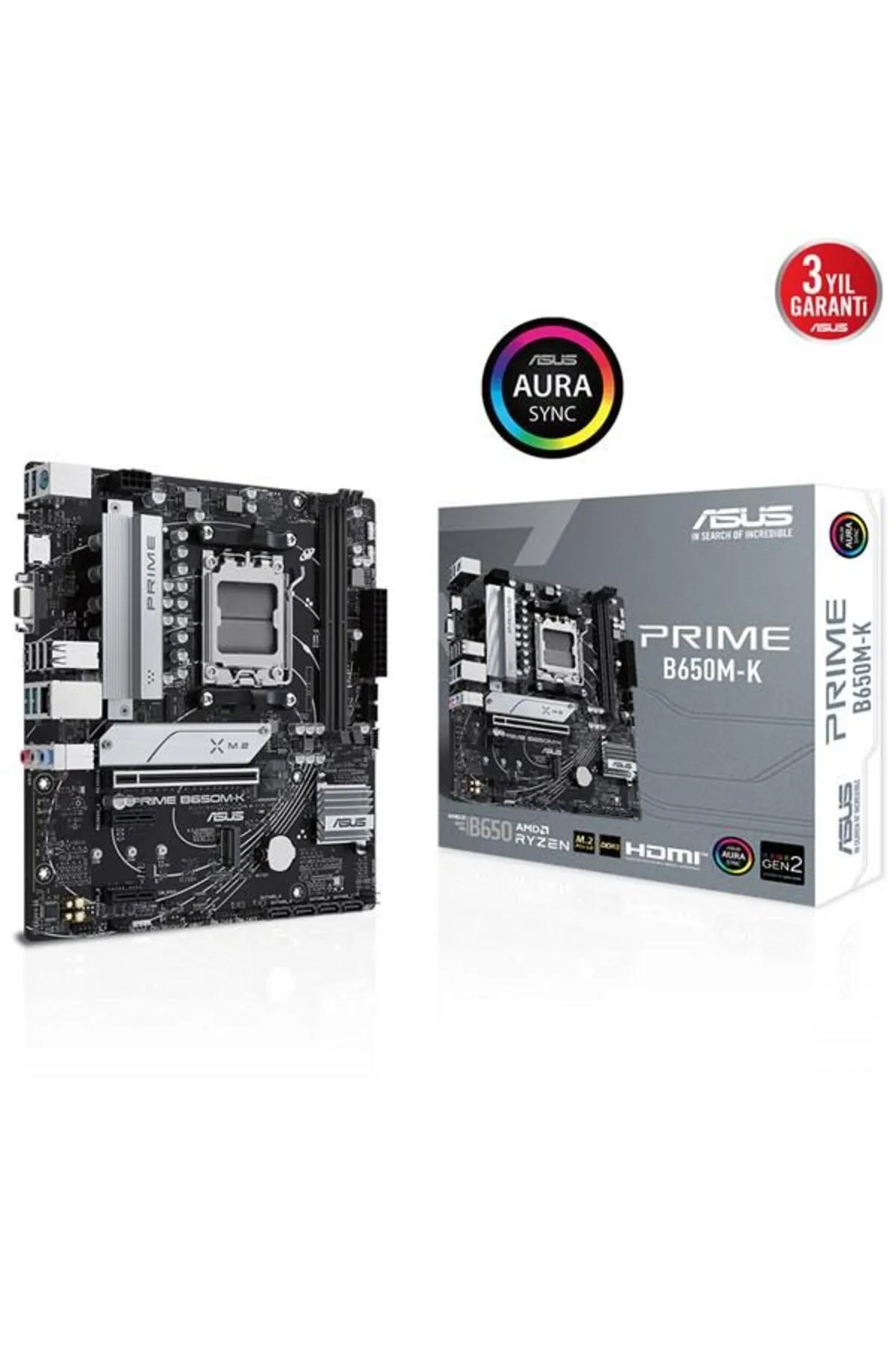 Asus PRIME B650M-K DDR5 6400+(OC) HDMI VGA M.2 AM5 Uyumlu