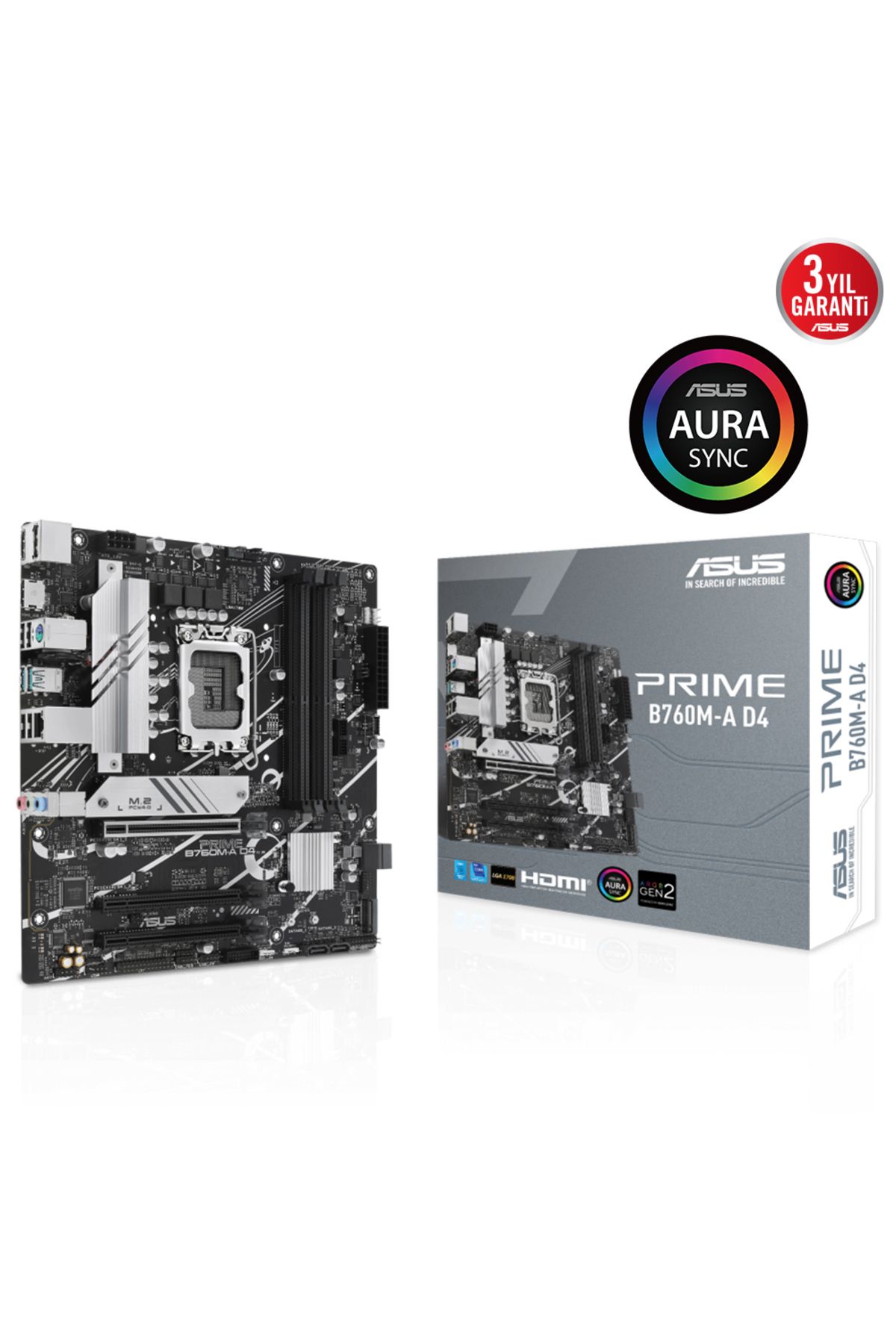 Asus Prime B760m-a D4 Intel B760 Soket 1700 Ddr4 5333(OC)mhz Matx Gaming (OYUNCU) Anakart