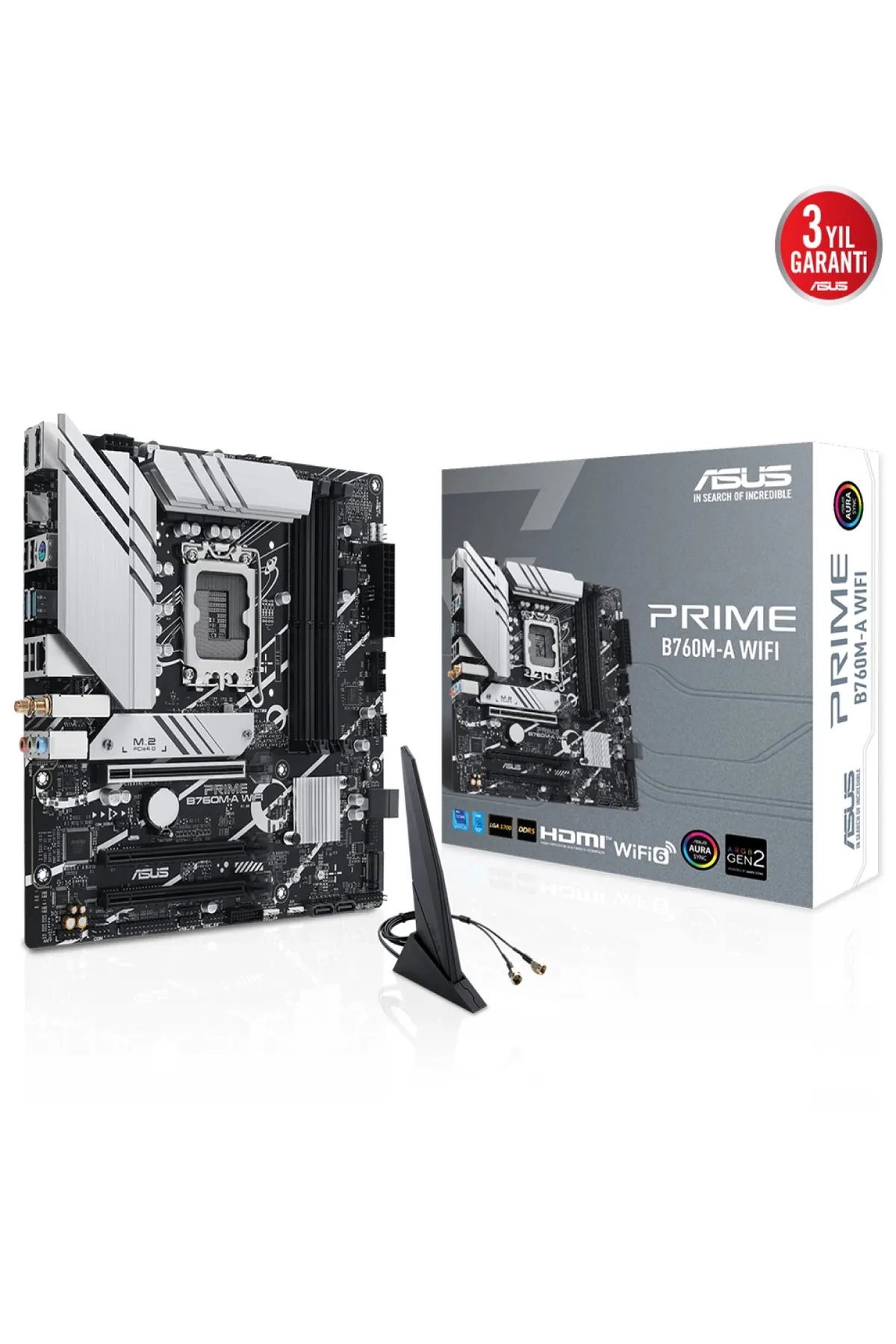 Asus PRIME B760M-A WIFI 4xDDR5 7200 HDMI/DP 2xM.2 USB3.2 AX WiFi + BT AURA RGB 2.5Gbit LAN mATX ASU