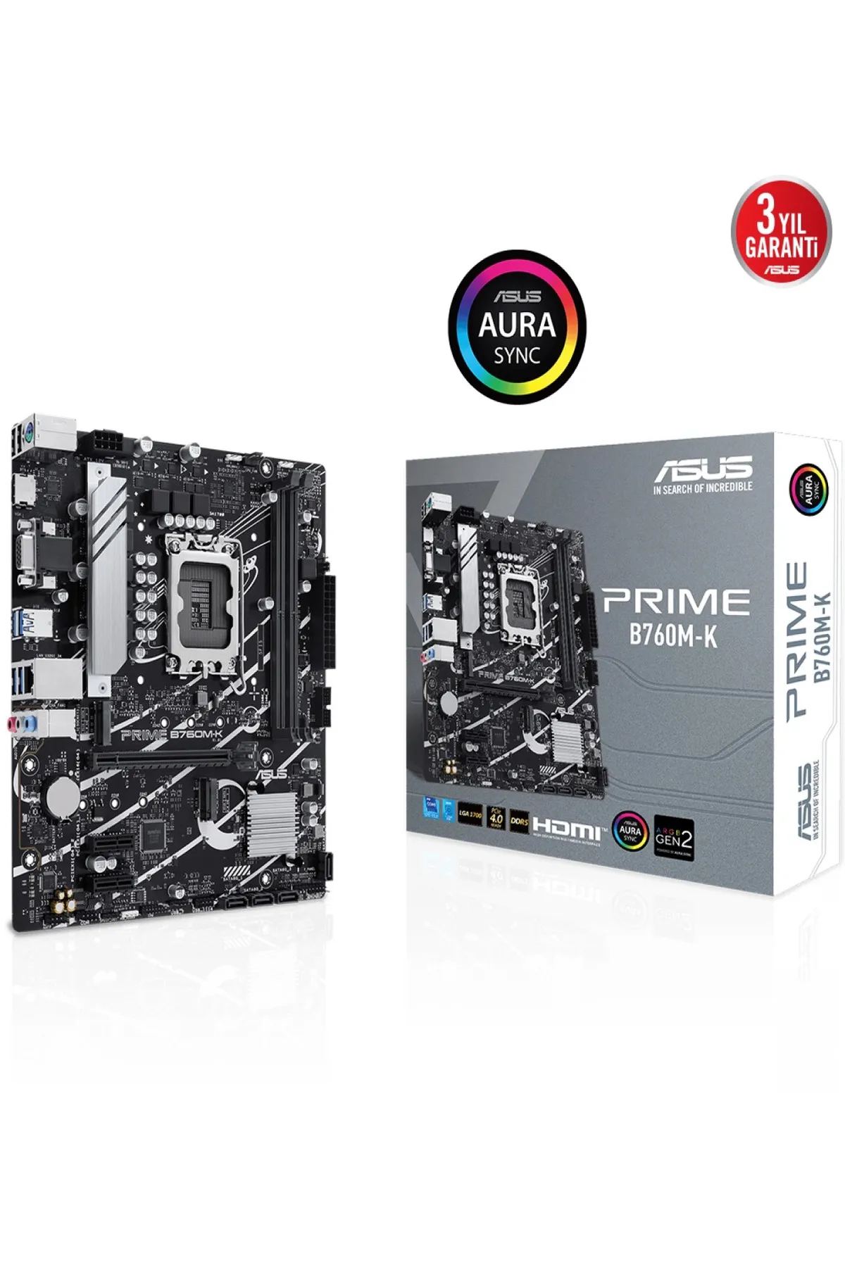 Asus PRIME B760M-K 2xDDR5 VGA/HDMI 2xM.2 1xGLAN 1700P (12.Gen 13.Gen) ANAKART