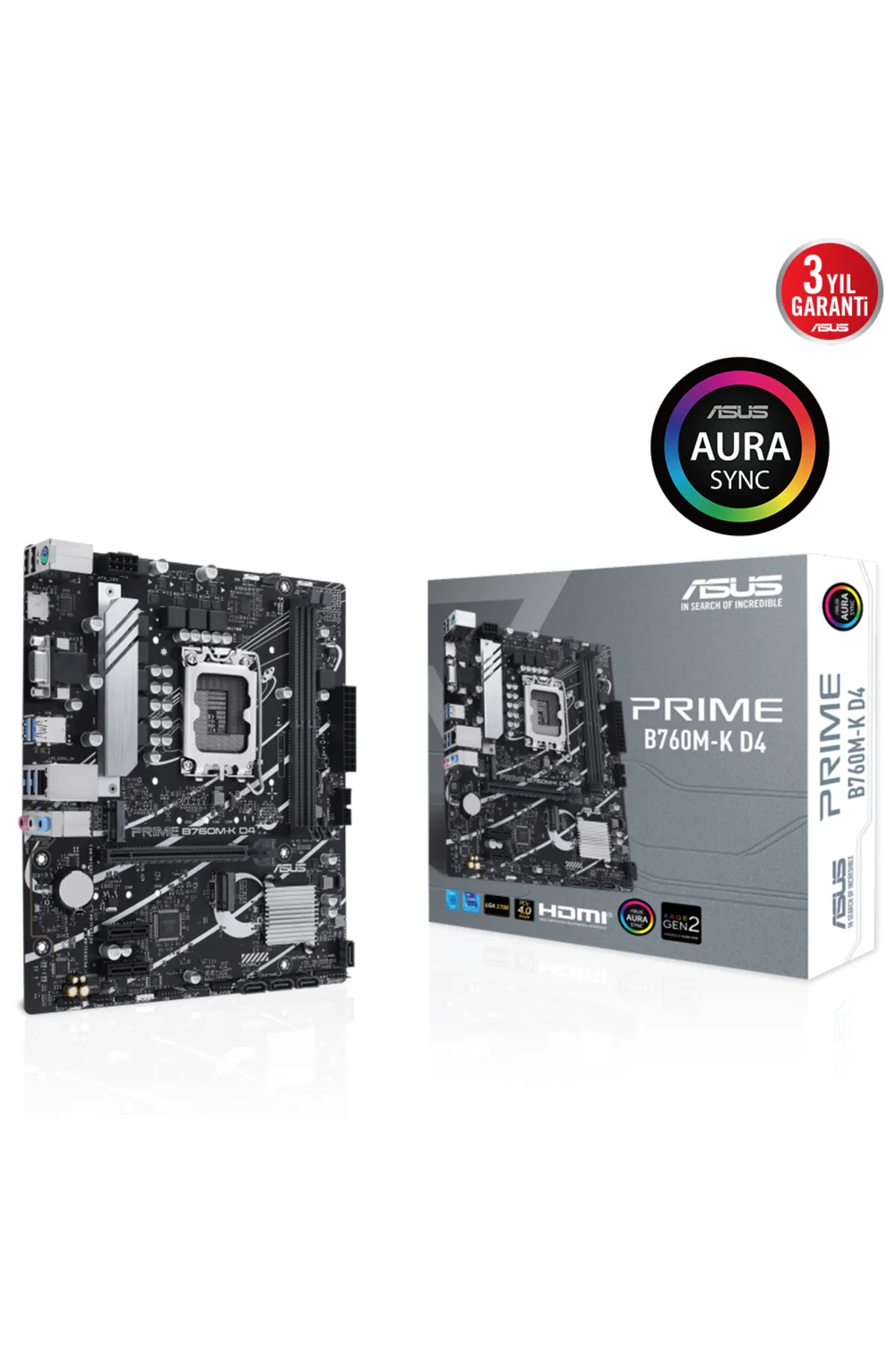 Asus Prime B760m-k D4 Intel B760 Soket 1700 Ddr4 5333(OC)mhz Matx Gaming (OYUNCU) Anakart