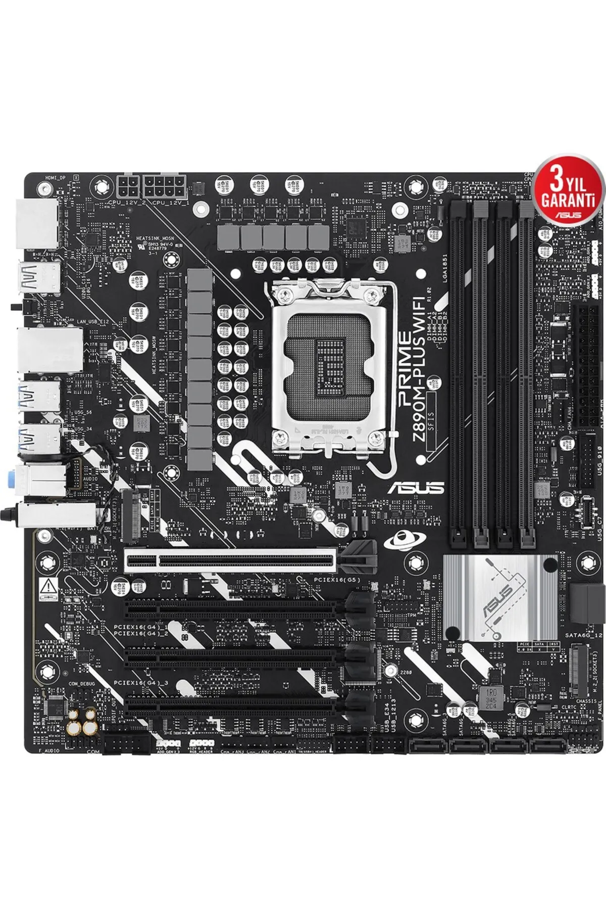 Asus Prime Z890M-Plus Wifi 7600Mhz Oc Wi-Fi 7 Ddr5 Soket 1851 M.2 Hdmi Dp Matx Anakart