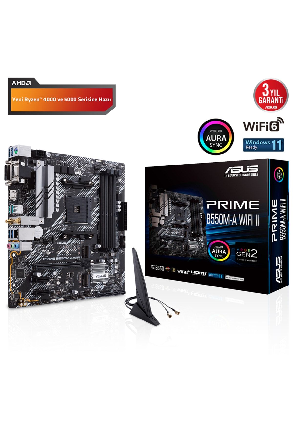 Asus Prıme B550m-a Wıfı Iı 4xddr4 Vga+dvı+hdmı 2xm.2 Am4 Anakart