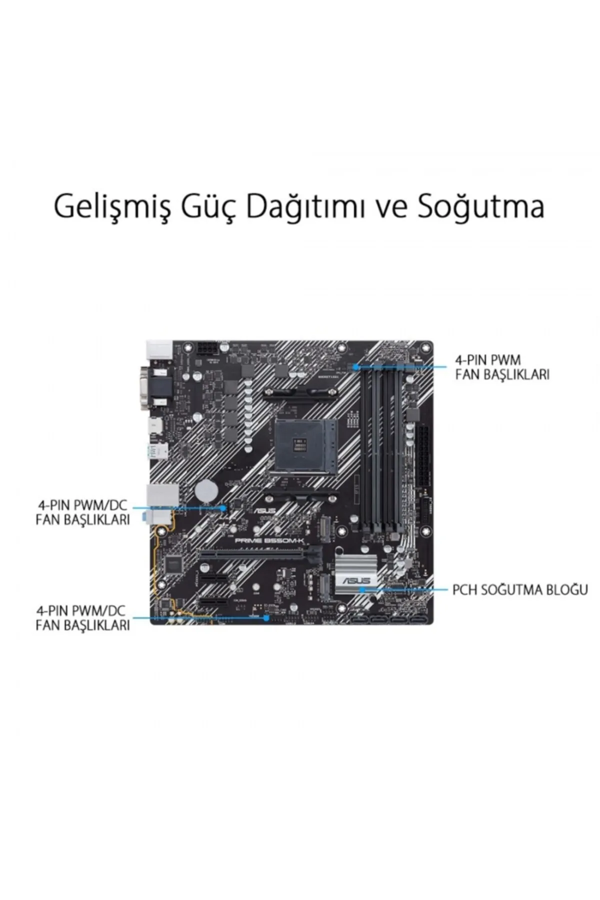 Asus Prıme B550m-k Ddr4 M2 Pcıe Nvme Hdmı Dvı Pcıe 16x V4.0 Am4 Matx