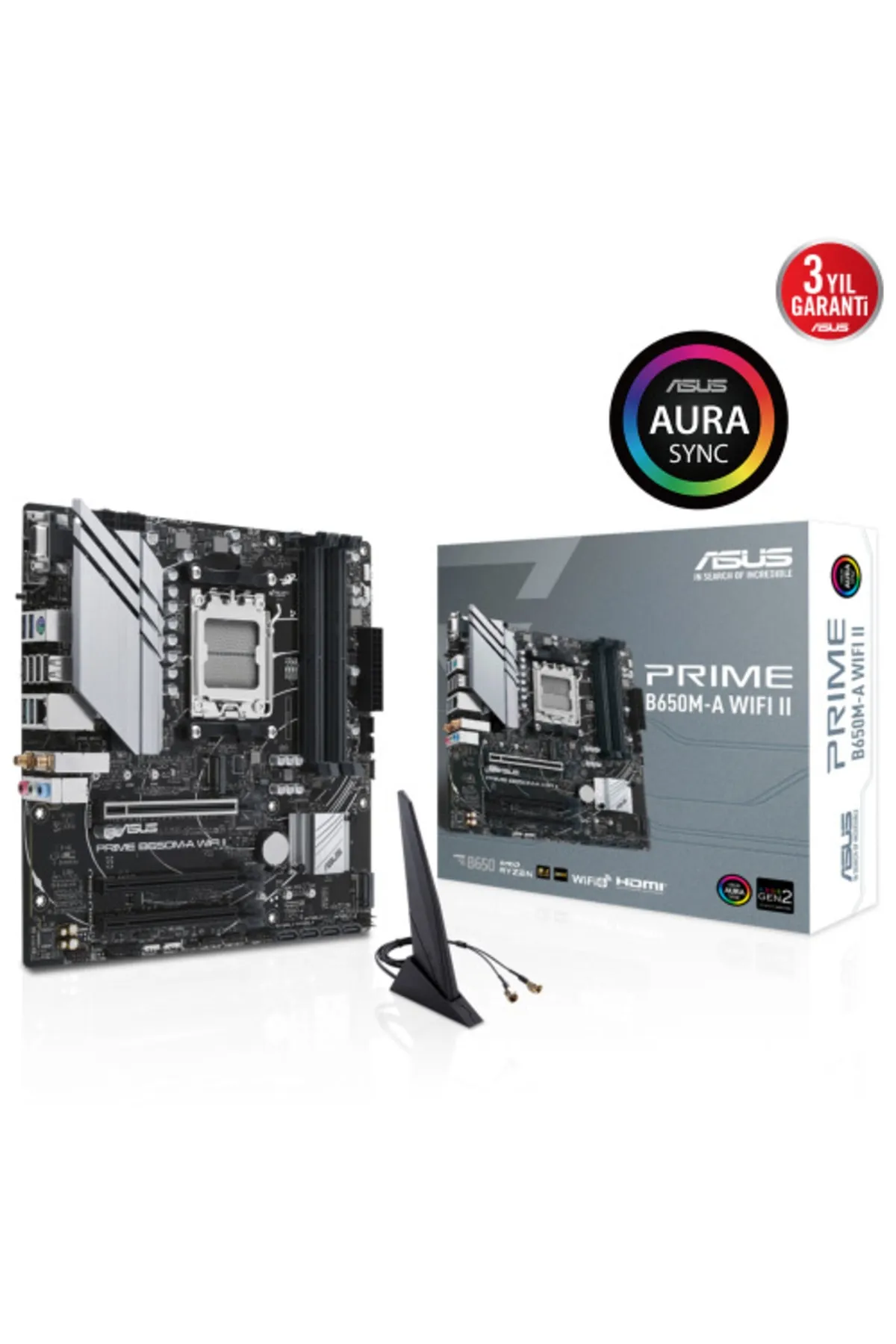 Asus Prıme B650m-a Wıfı Iı, 4xddr5, 2x M.2, D-sub, Hdmı, Dp, Wi-fi 6, Bluetooth V5.2, Amd Ryzen 7000