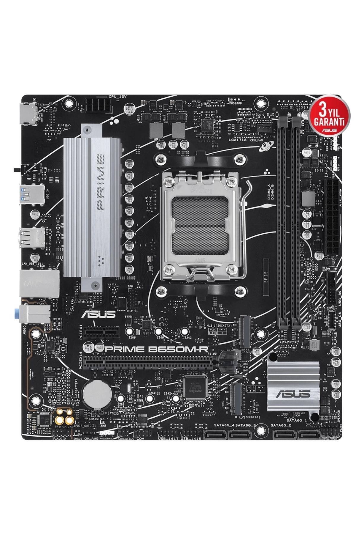 Asus Prıme B650m-r Amd Am5 Ddr5 7200 Hdmı 2xm2 Usb3.2 Matx