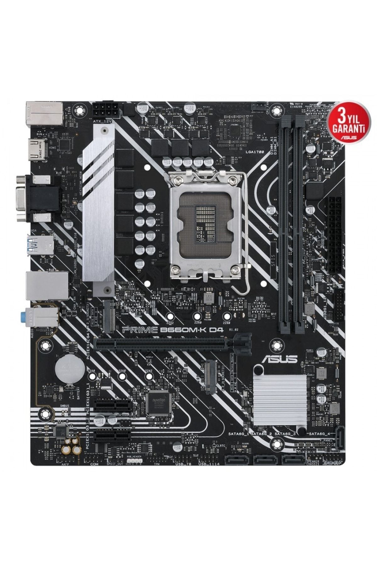 Asus Prıme B660m-k D4 2xddr4 Hdmı/vga 2xm.2 1xglan 1700p Anakart