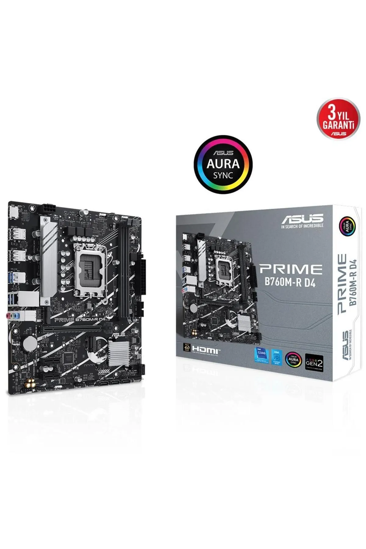 Asus Prıme B760m-r D4 Intel B760 Soket 1700 Ddr4 5333(OC)mhz Matx Gaming (OYUNCU) Anakart