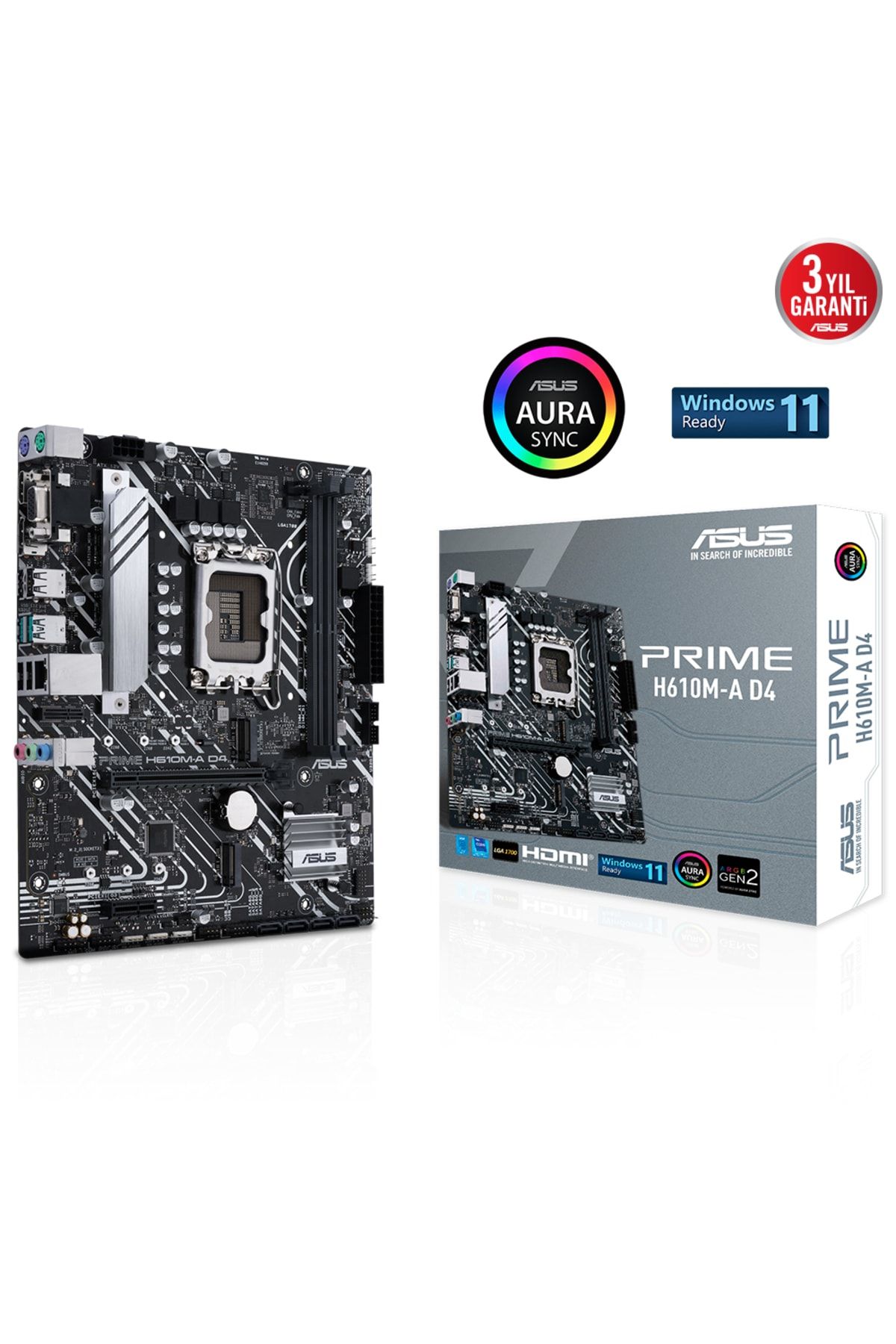 Asus Prıme H610m-a D4 2xddr4 Vga/hdmı/dp 2xm.2 1xglan 1700p Anakart