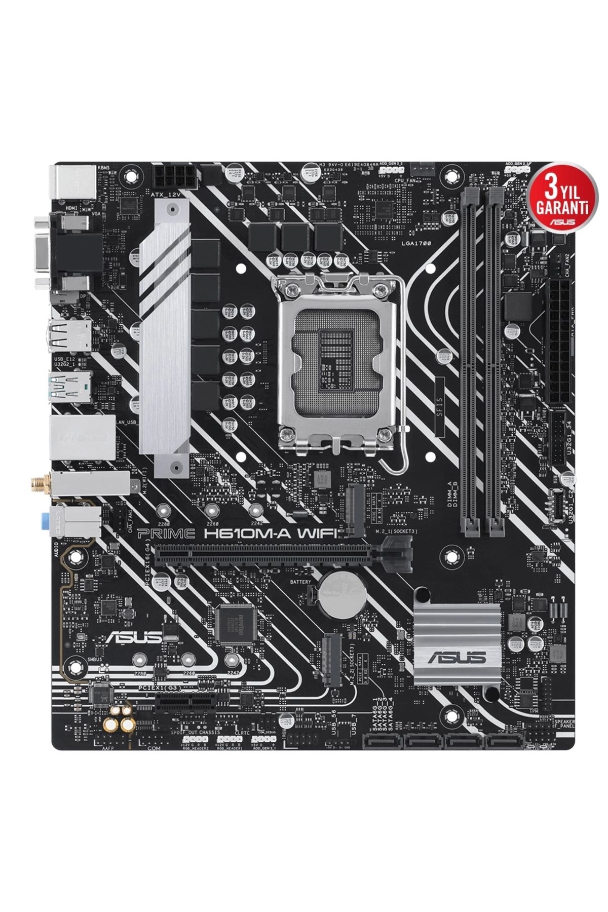 Asus Prıme H610m-a Wıfı H610 Ddr5 Vga Glan Matx Hd Dp M2 Rgb Us3 1700p Anakart