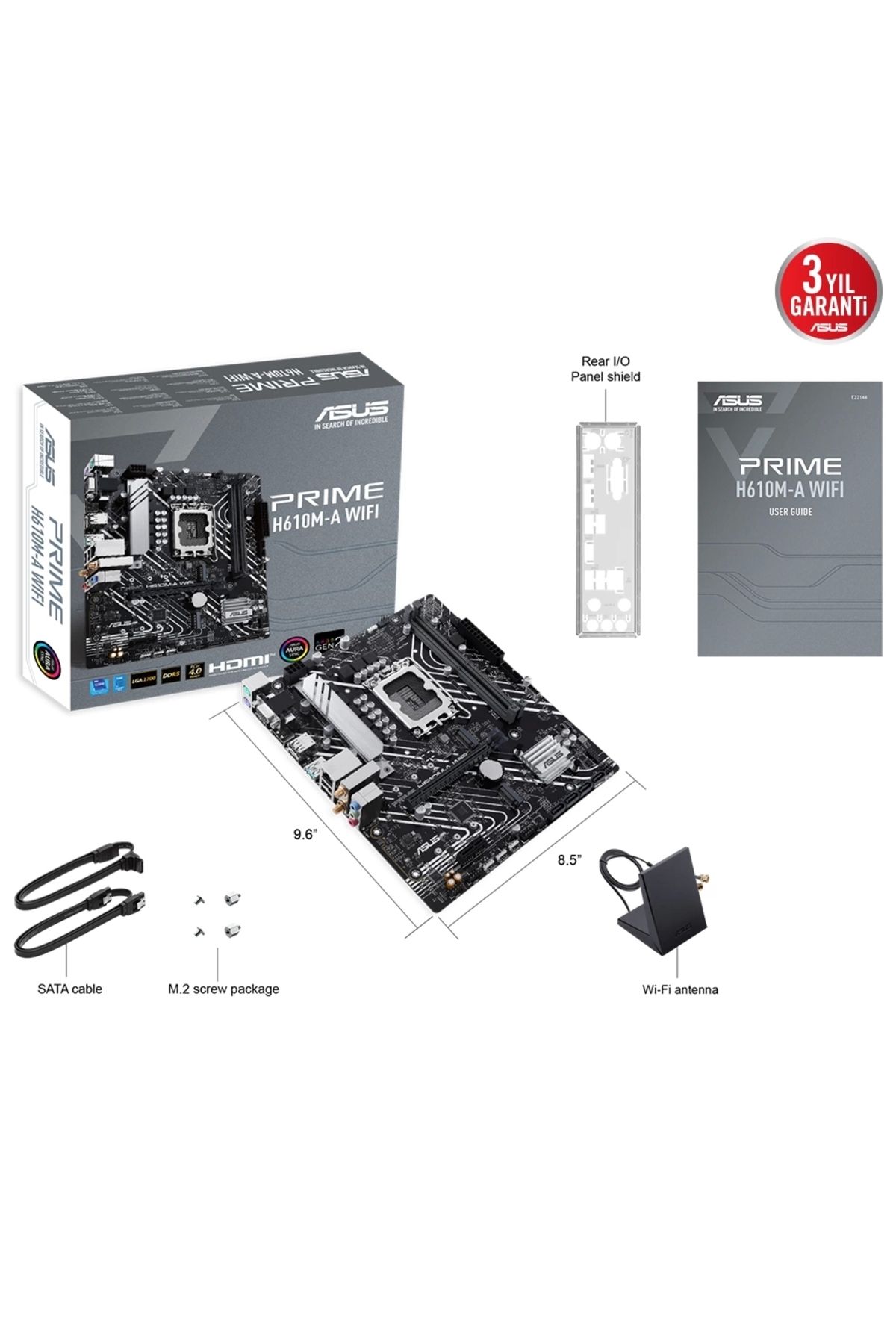 Asus Prıme H610m-a Wıfı H610 Ddr5 Vga Glan Matx Hd Dp M2 Rgb Us3 1700p Anakart