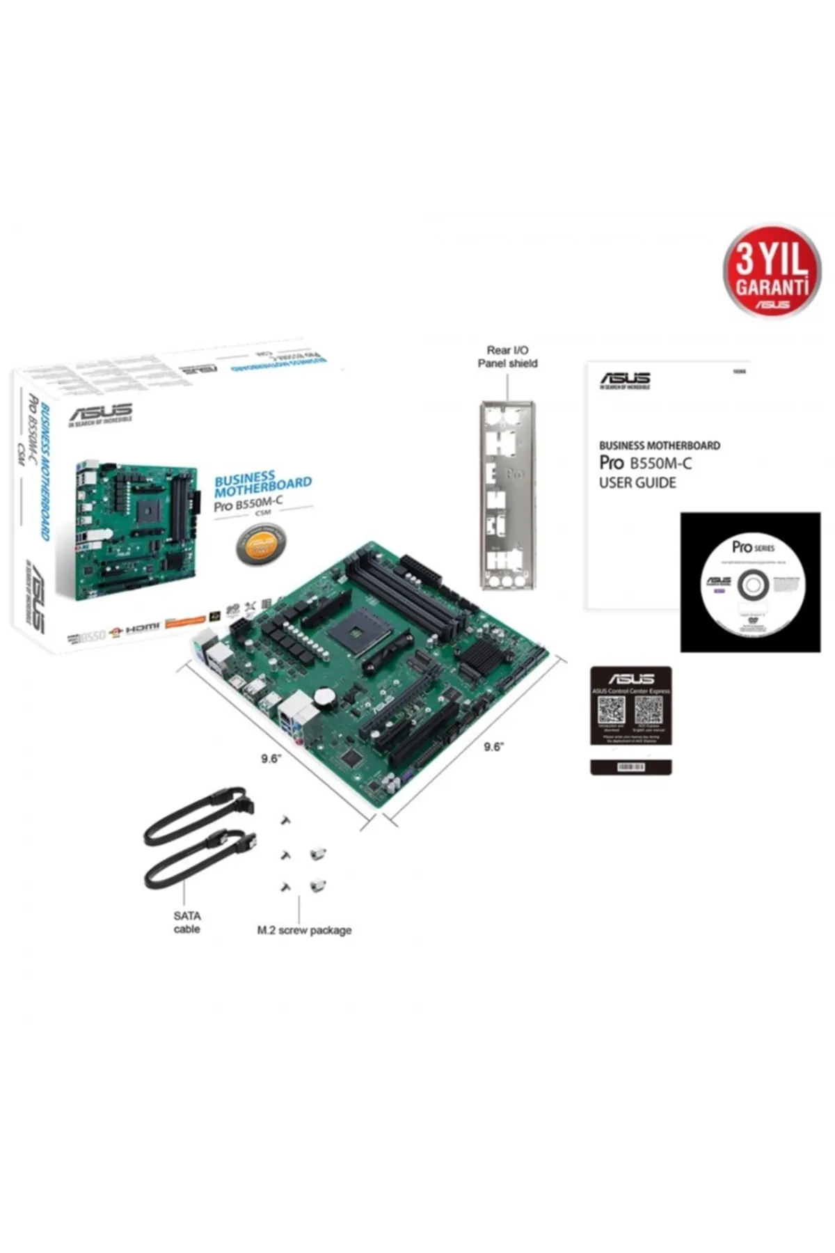 Asus Pro B550m-c/csm Ddr4 M2 Pcıe Nvme Hdmı Dvı Pcıe 16x V4.0 Am4 Matx