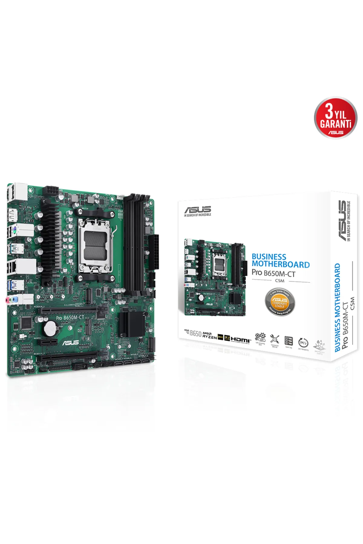 Asus PRO B650M-CT-CCM DDR5 HDMI-DP PCIE 5.0 AM5 mATX KURUMSAL ANAKART