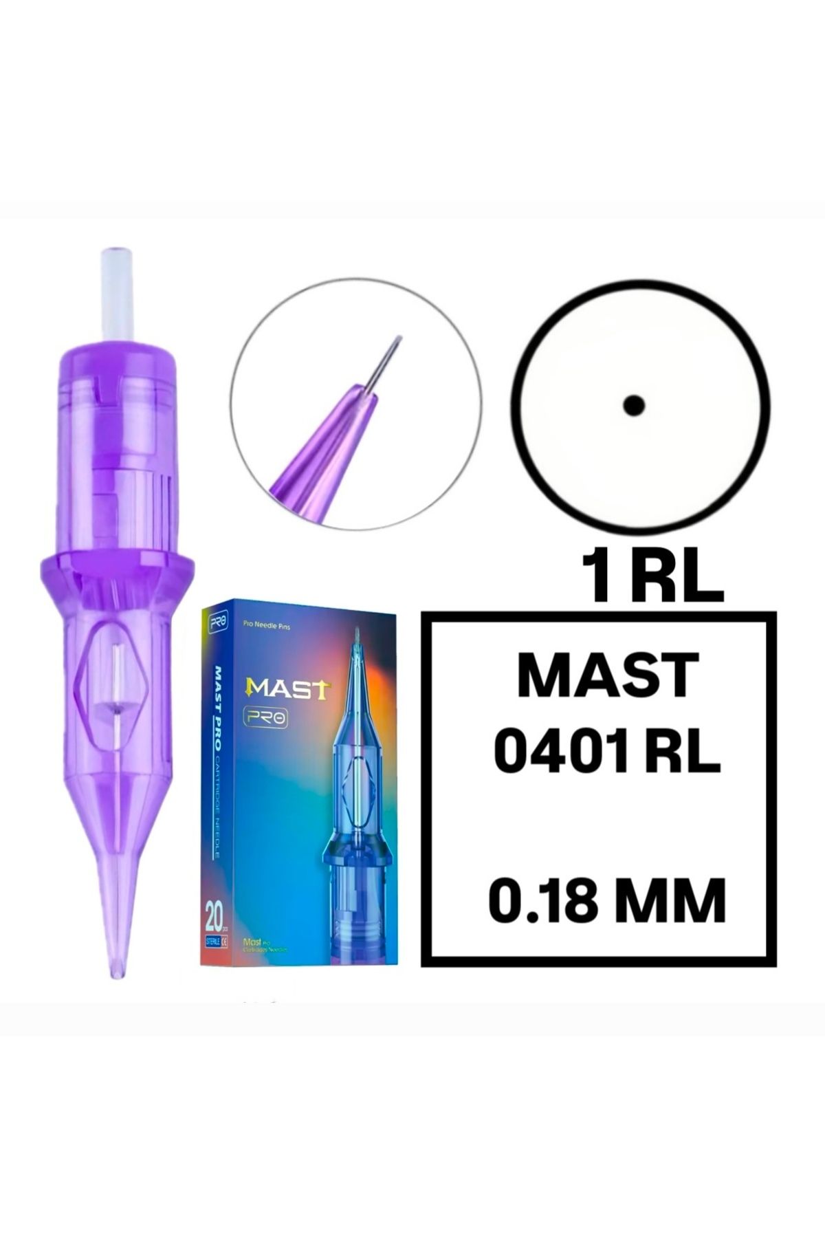 MAST Pro Cartridges 1 Kutu - Pro - 0401 RL - 0.18 mm - Kartuş Dövme ve Kalıcı Makyaj İğnesi