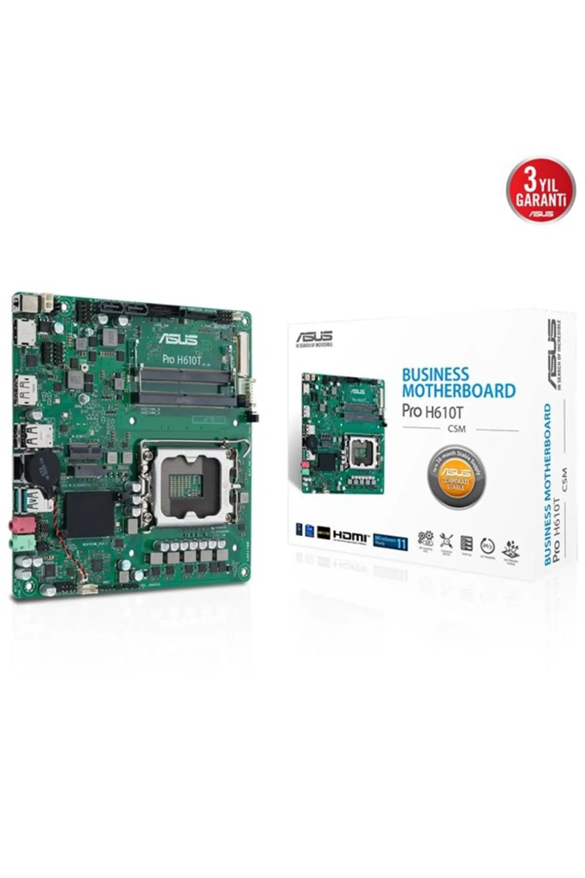 Asus PRO H610T-CSM DDR5 HDMI-DP PCIE 4.0 1700p mATX KURUMSAL ANAKART