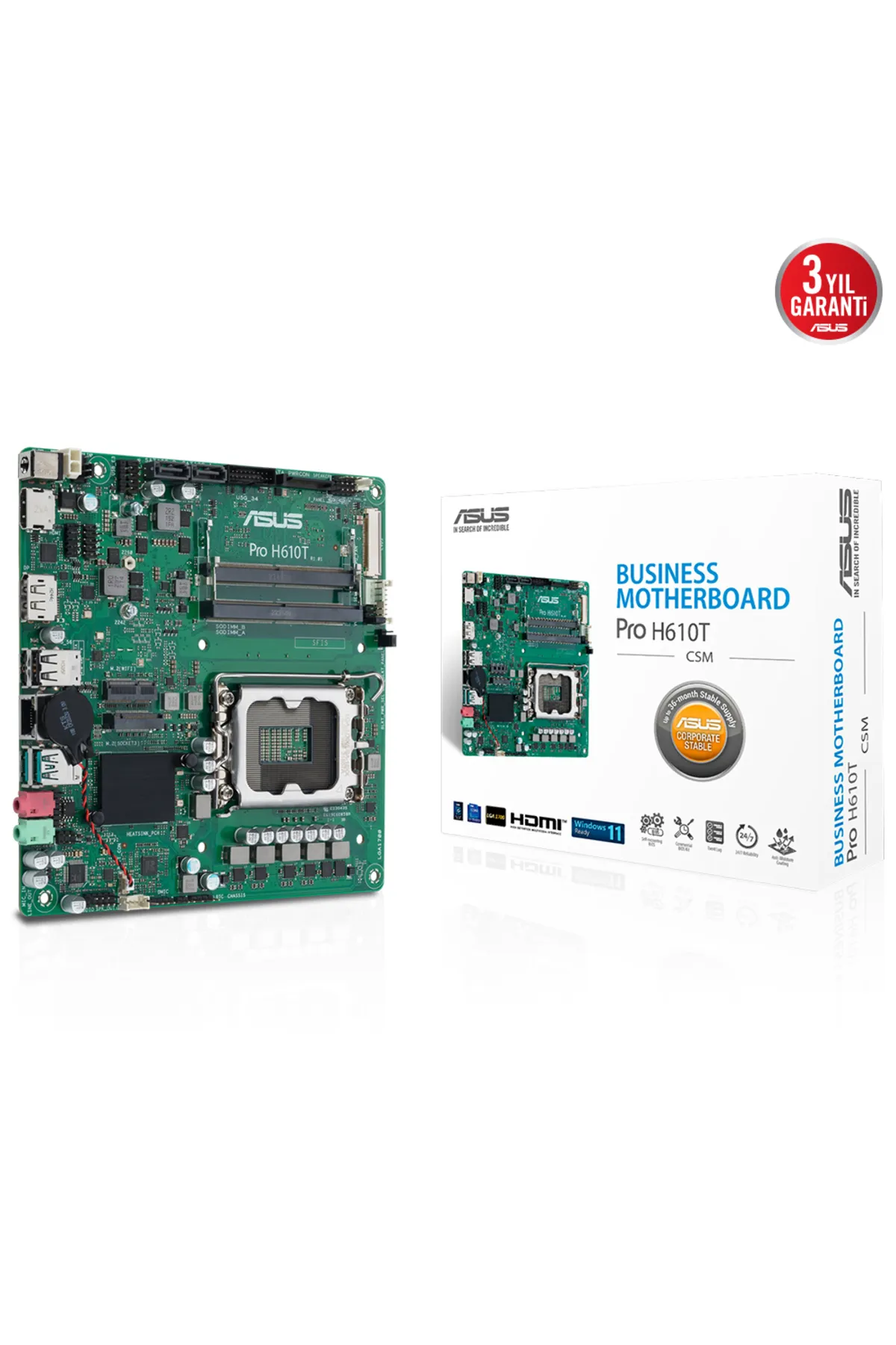 Asus Pro H610t-csm Lga1700 Ddr5 5600mhz Mını-ıtx Anakart