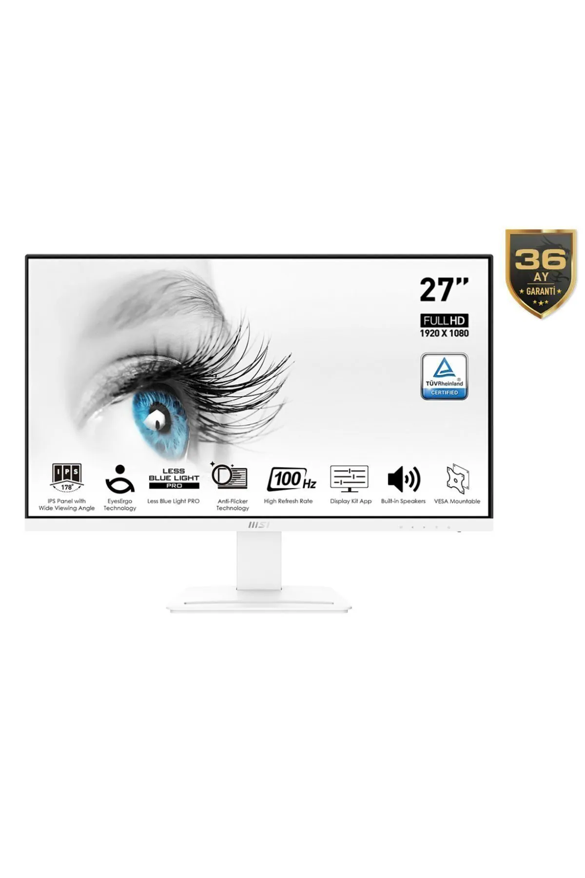 MSI Pro Mp273aw 27" 1920x1080 Ips 100hz Anti-glare 1ms Full Hd Monitör