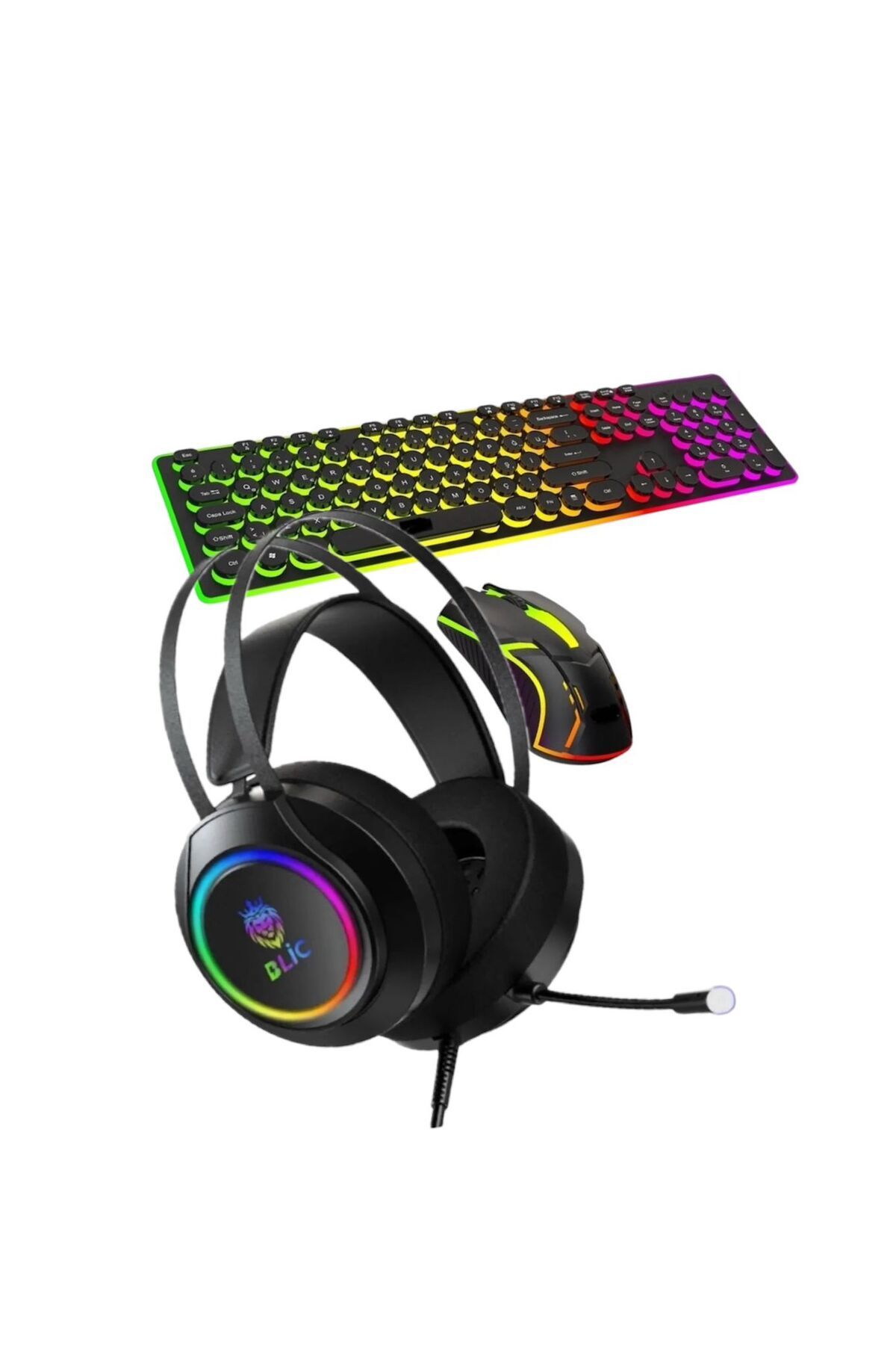 SNEXPRES Profesyonel 5in1 Oyuncu Takımı 7.1 RGB Kulaklık Işıklı Klavye ve Mouse Set