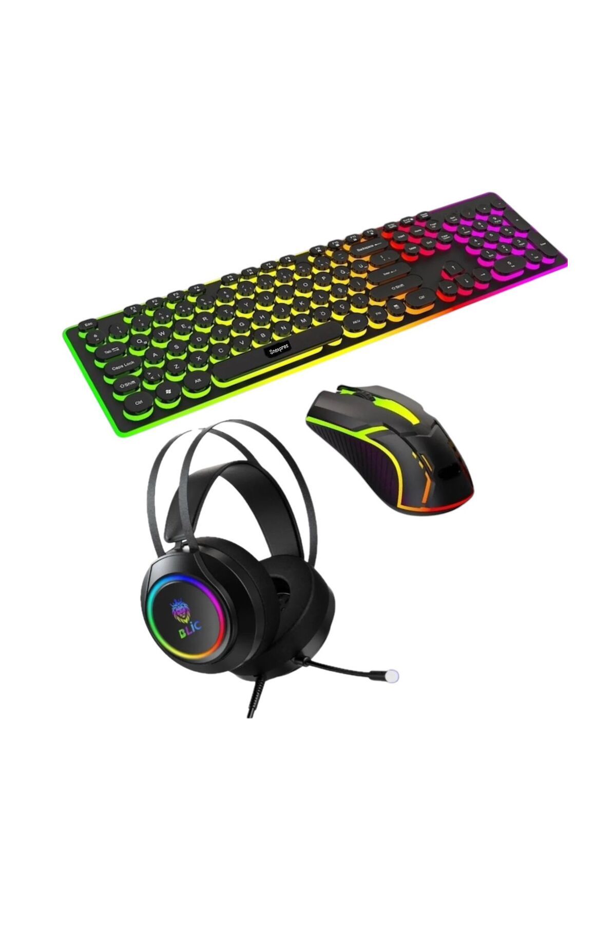 SNEXPRES Profesyonel 5in1 Oyuncu Takımı 7.1 RGB Kulaklık Işıklı Klavye ve Mouse Set