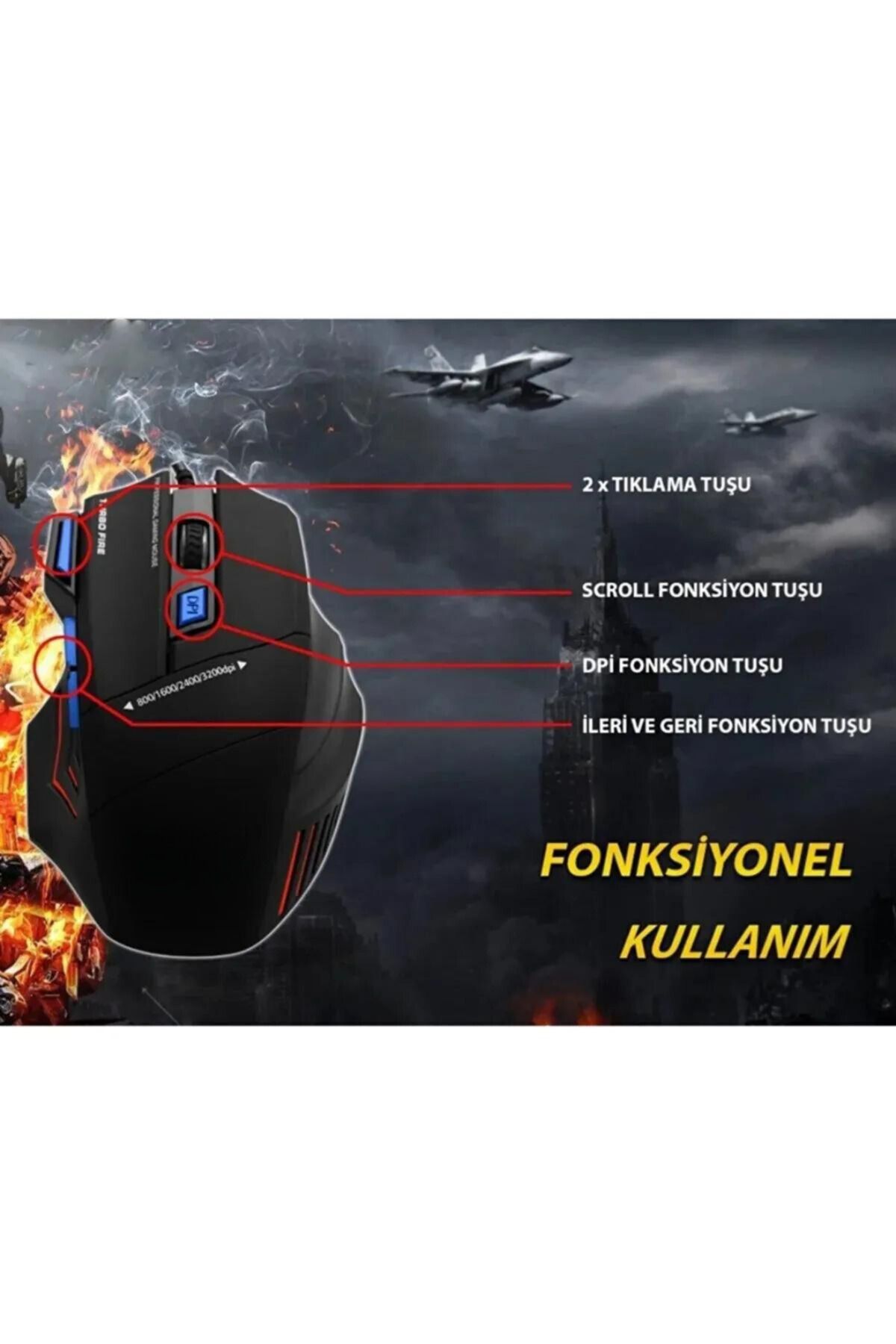 XİRA Profesyonel Işıklı Gamer Oyuncu Mouse + Mousepad Kaymaz Hassasiyet Kontrollü Gaming Pro