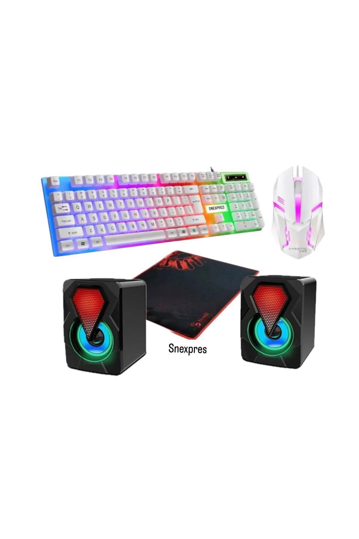 MASLİNG Profesyonel Işıklı klavye - mouse- mousepad Led Işıklı Rgb Laptop Pc Uyumlu 1+1 Hoparlör MAS-38