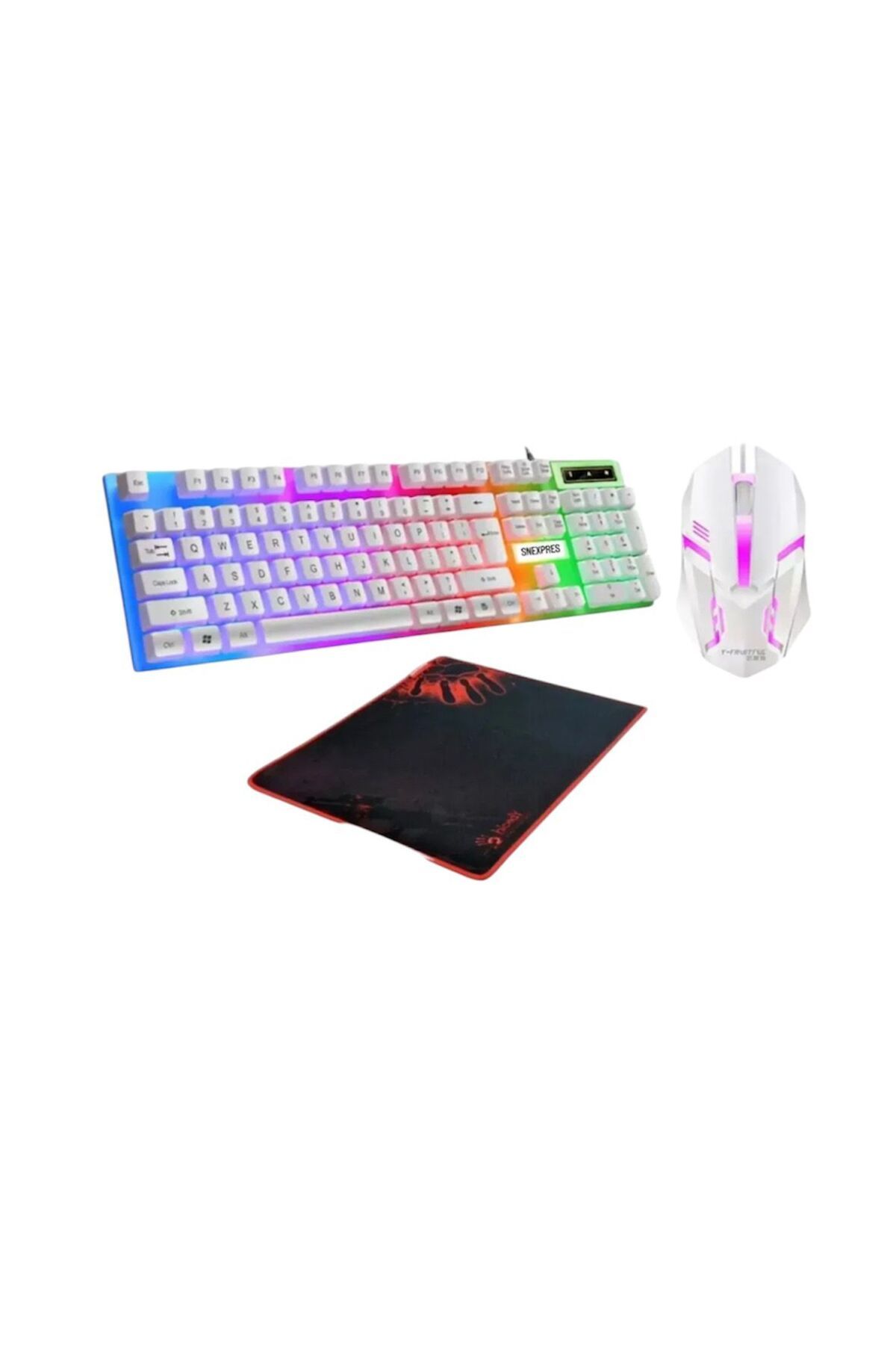 MASLİNG Profesyonel Işıklı klavye - mouse- mousepad Led Işıklı Rgb Laptop Pc Uyumlu 1+1 Hoparlör MAS-38