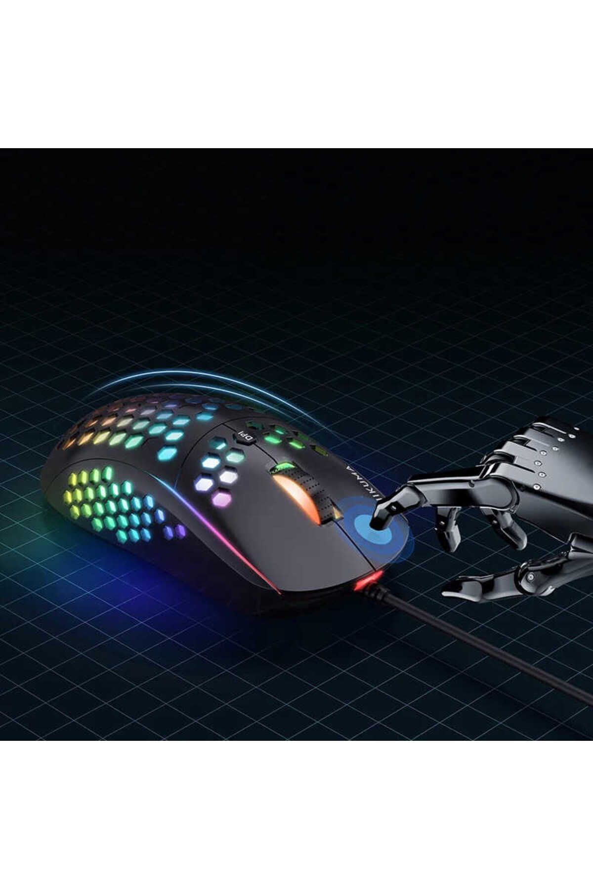 Canpay Profesyonel Oyun Deneyimi için RGB LED Aydınlatmalı Hassas Kontrollü Ultra Hafif Gaming Oyuncu Mouse