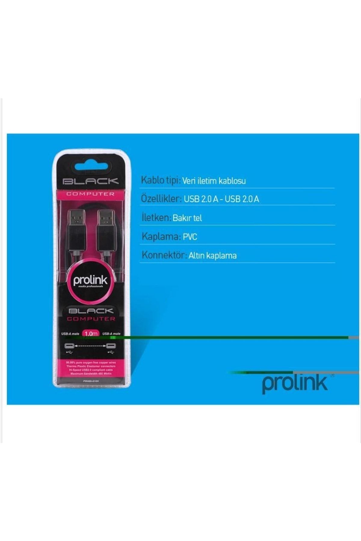 Genel Markalar Prolink Pb469-0050 0.5 Metre Usb To Usb Kablo, Notebook Soğutucu Kablosu, Kısa Usb Kablo