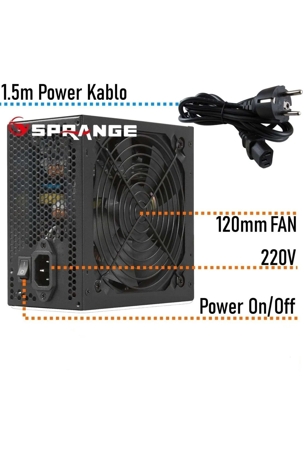 Sprange PS-60 600W 4 Sata 12 CM Fan ATX Güç Kaynağı