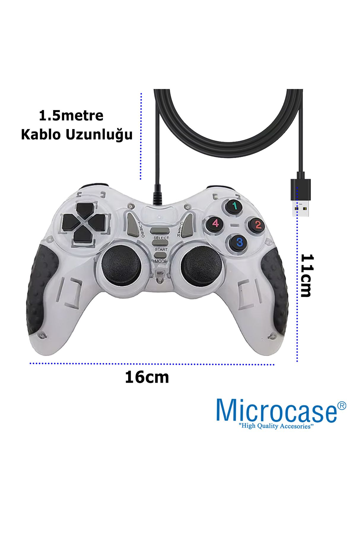 Microcase Ps3 Ps4 Usb Kablolu Çift Titreşimli Pc Konsol Oyun Kolu Gamepad Joystick -al4630 Yk6005