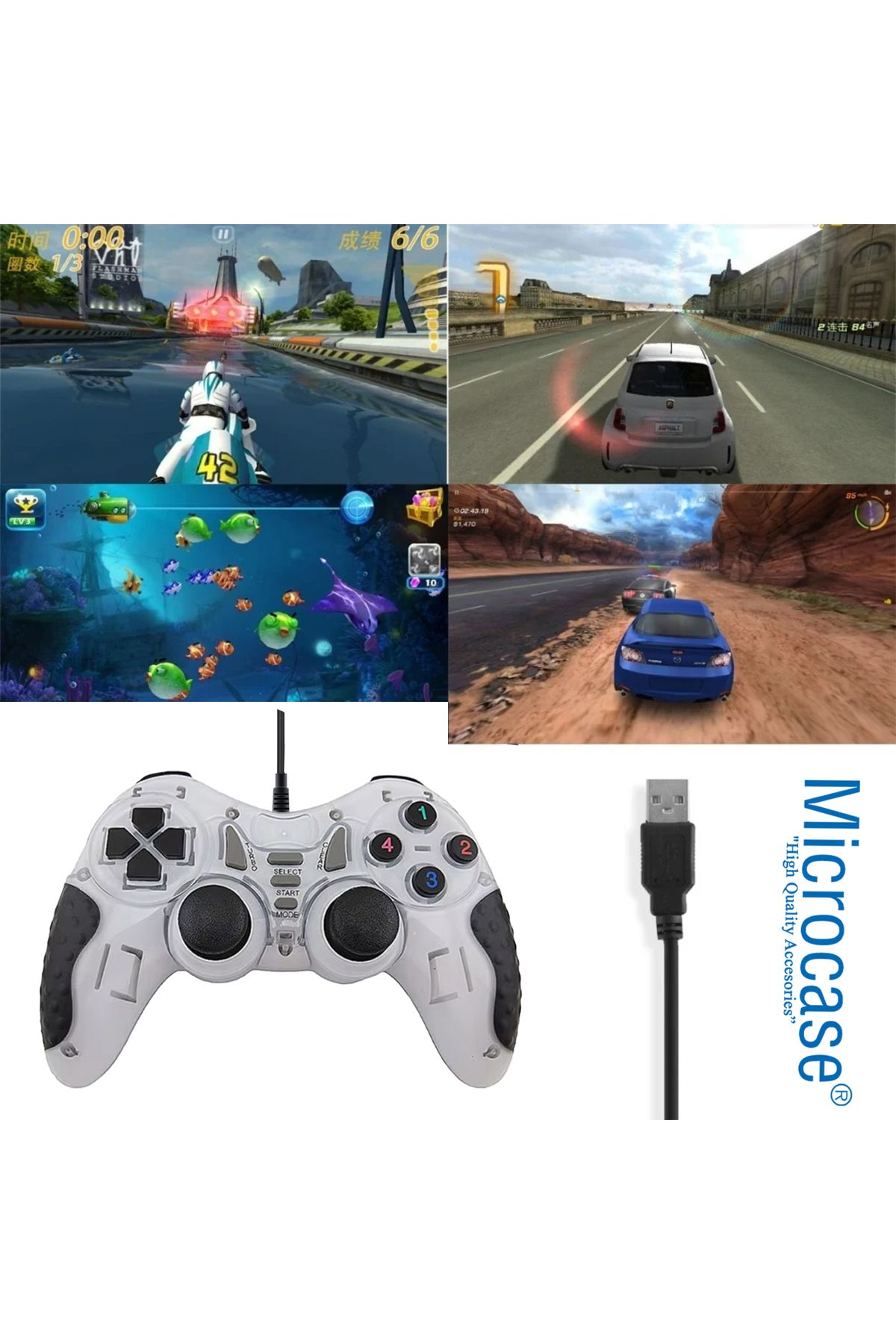 Microcase Ps3 Ps4 Usb Kablolu Çift Titreşimli Pc Konsol Oyun Kolu Gamepad Joystick -al4630 Yk6005