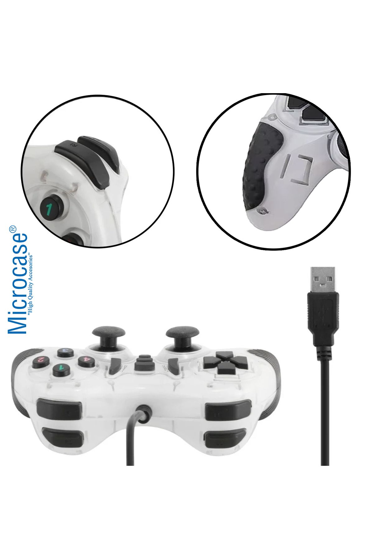 Microcase Ps3 Ps4 Usb Kablolu Çift Titreşimli Pc Konsol Oyun Kolu Gamepad Joystick -al4630 Yk6005