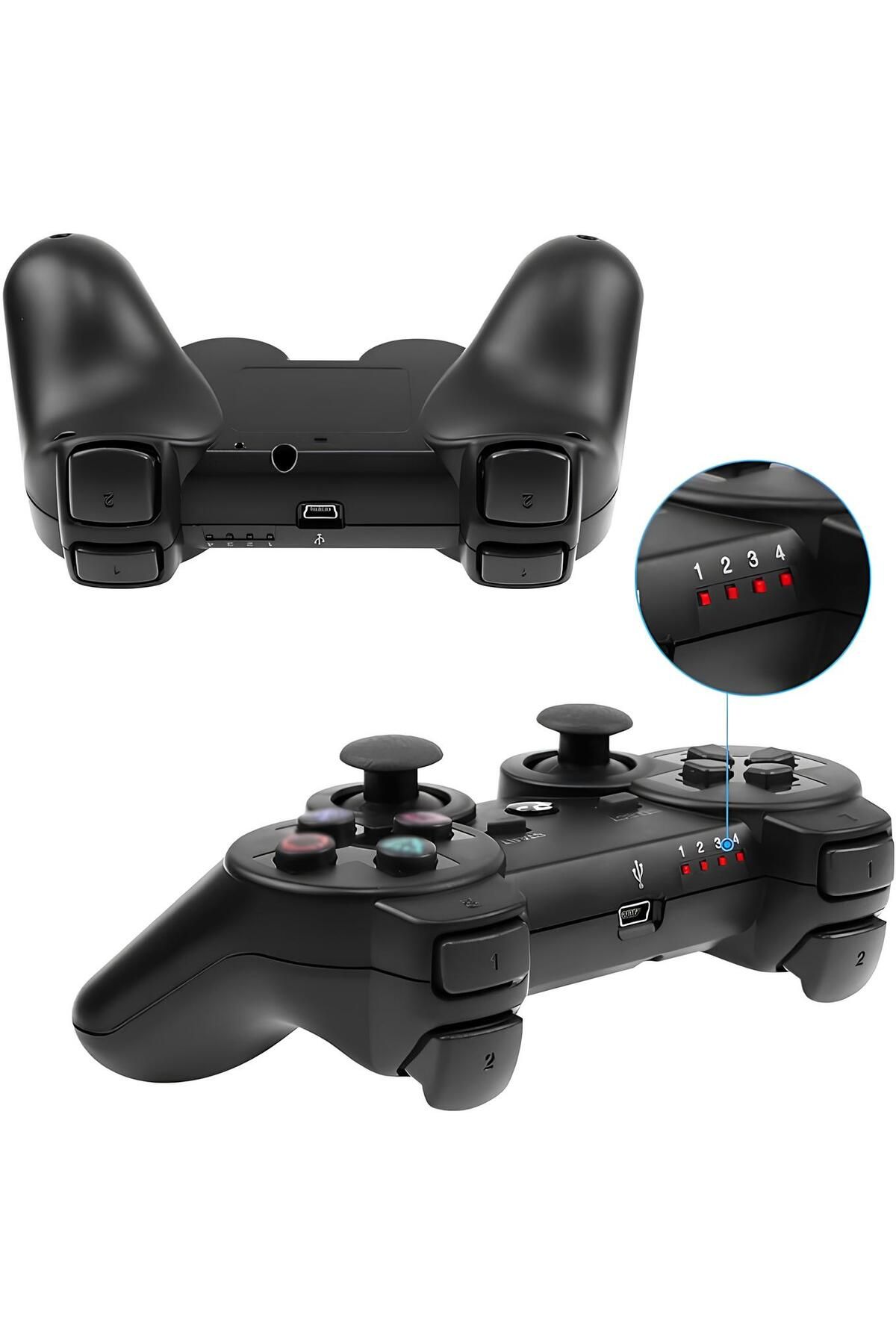 10numara Ps3 Uyumlu Kablosuz Oyun Kolu Joystick Şarj Kablosu Hediye