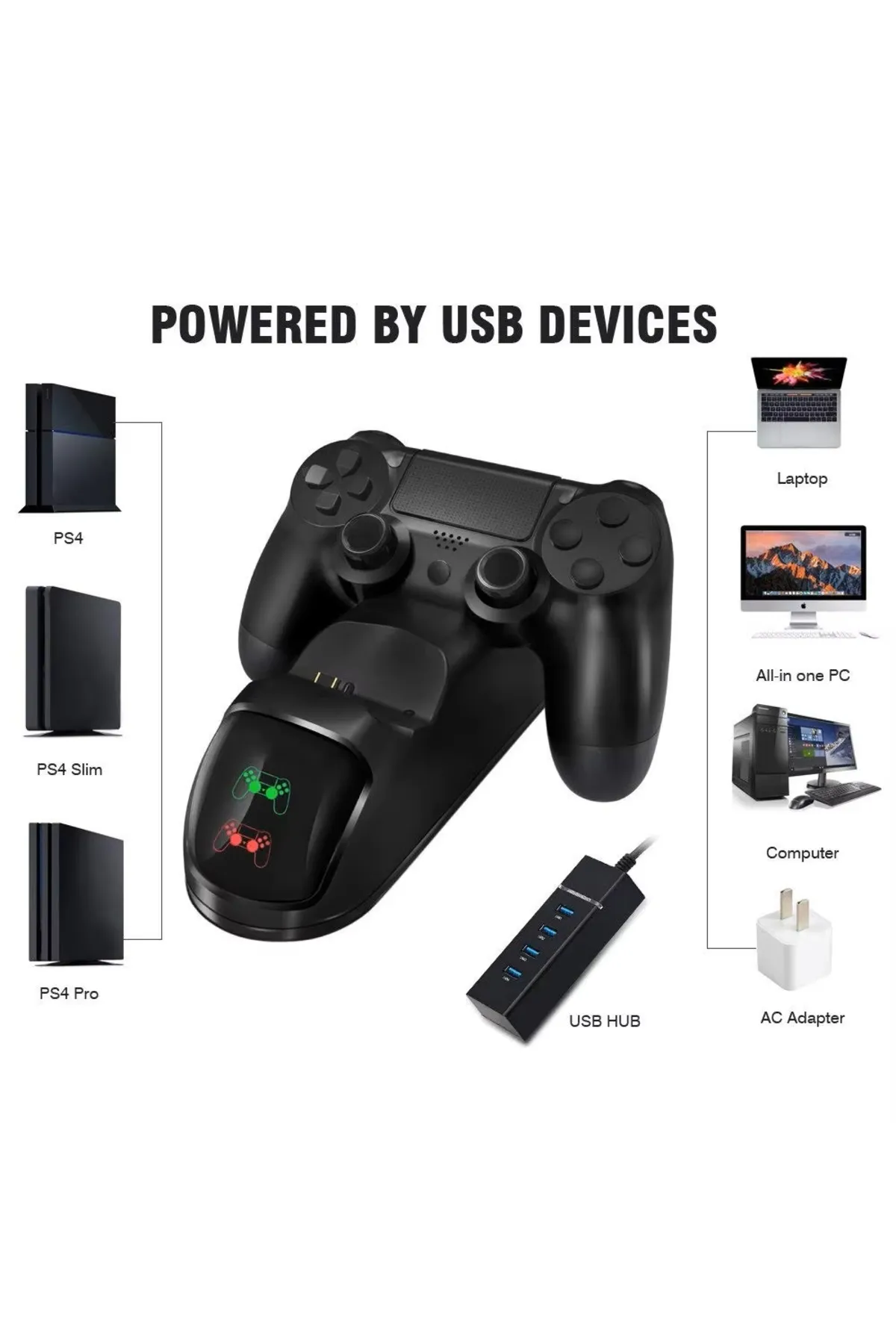 Hobimtek PS4 İçin Şarj İstasyonu Dualshock Led Göstergeli Kol Şarj Standı TP4-889