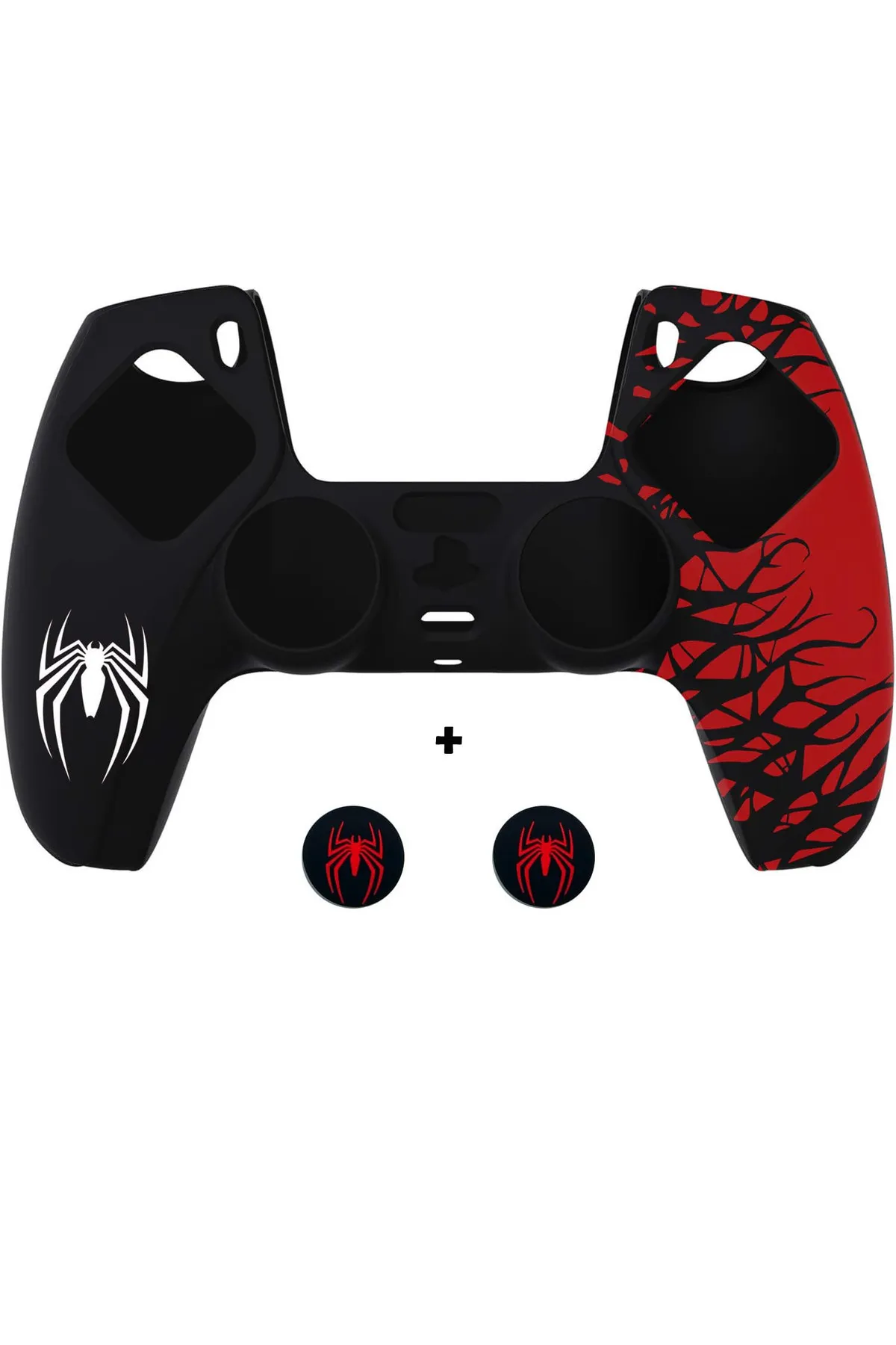 DeadSkull PS5 Dualsense Spider-Man Koruyucu Silikon Kılıf + Analog silikon Koruyucu