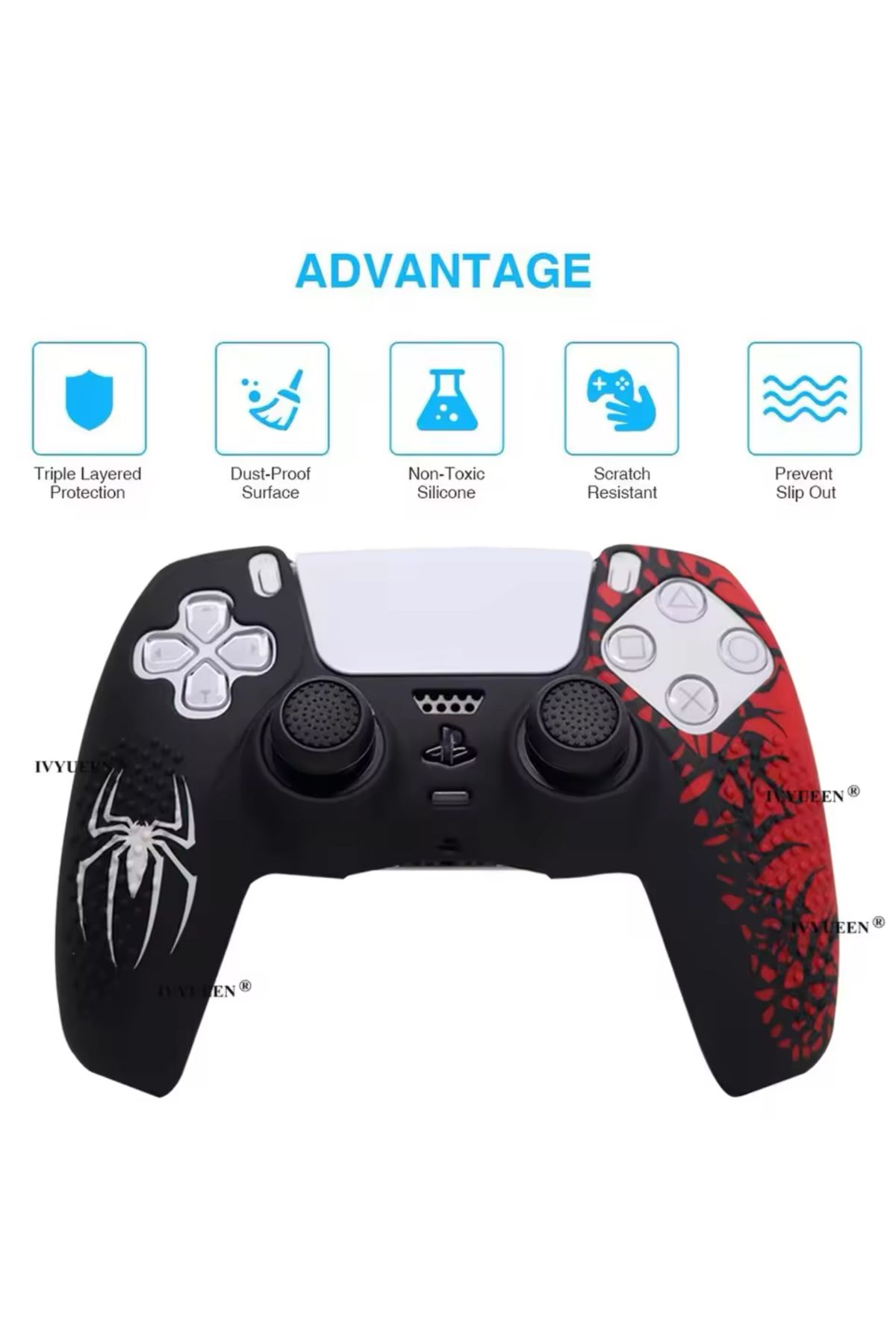 CRKTEKNOLOJİ Ps5 Dualsense Spiderman Desenli Gamepad Uyumlu Slikon Kılıf Case